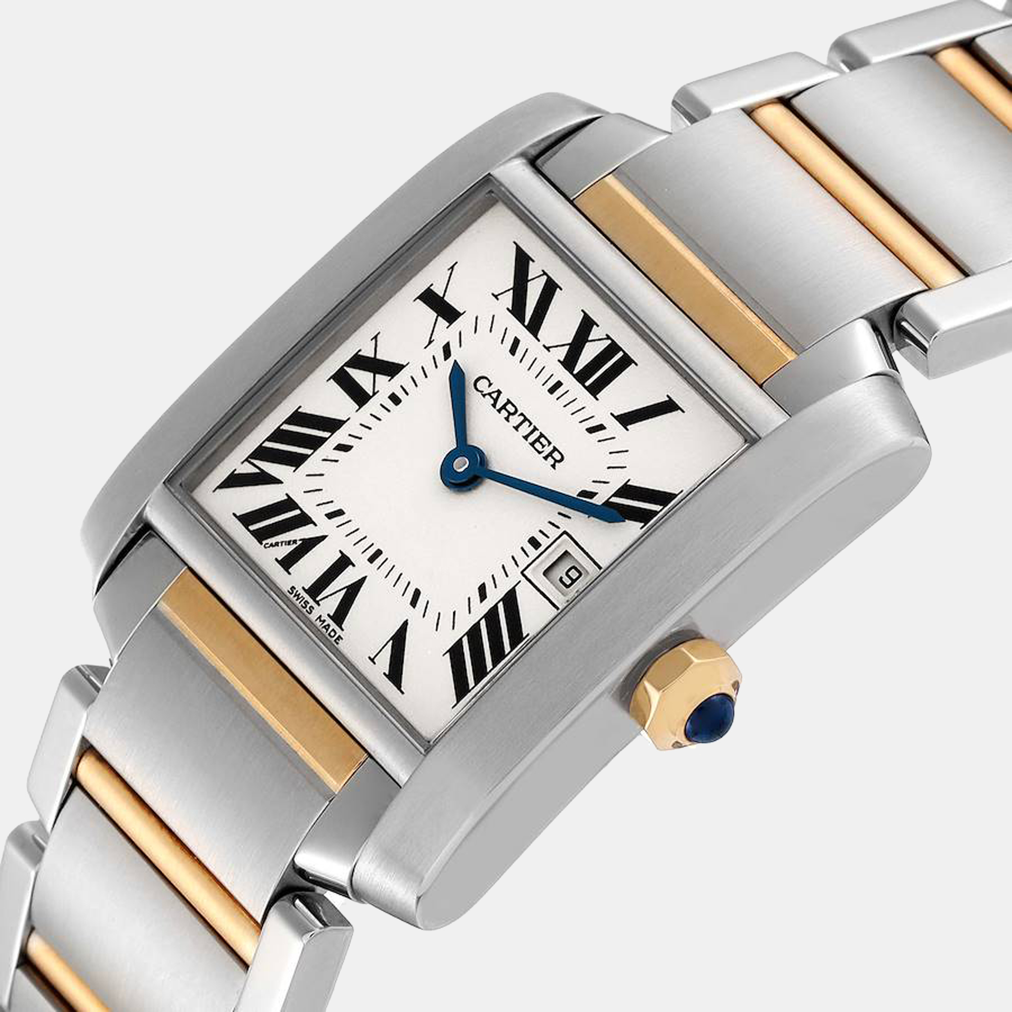 

Cartier Silver 18K Yellow Gold And Stainless Steel Tank Francaise W51012Q4 Quartz Women's Wristwatch 25 mm