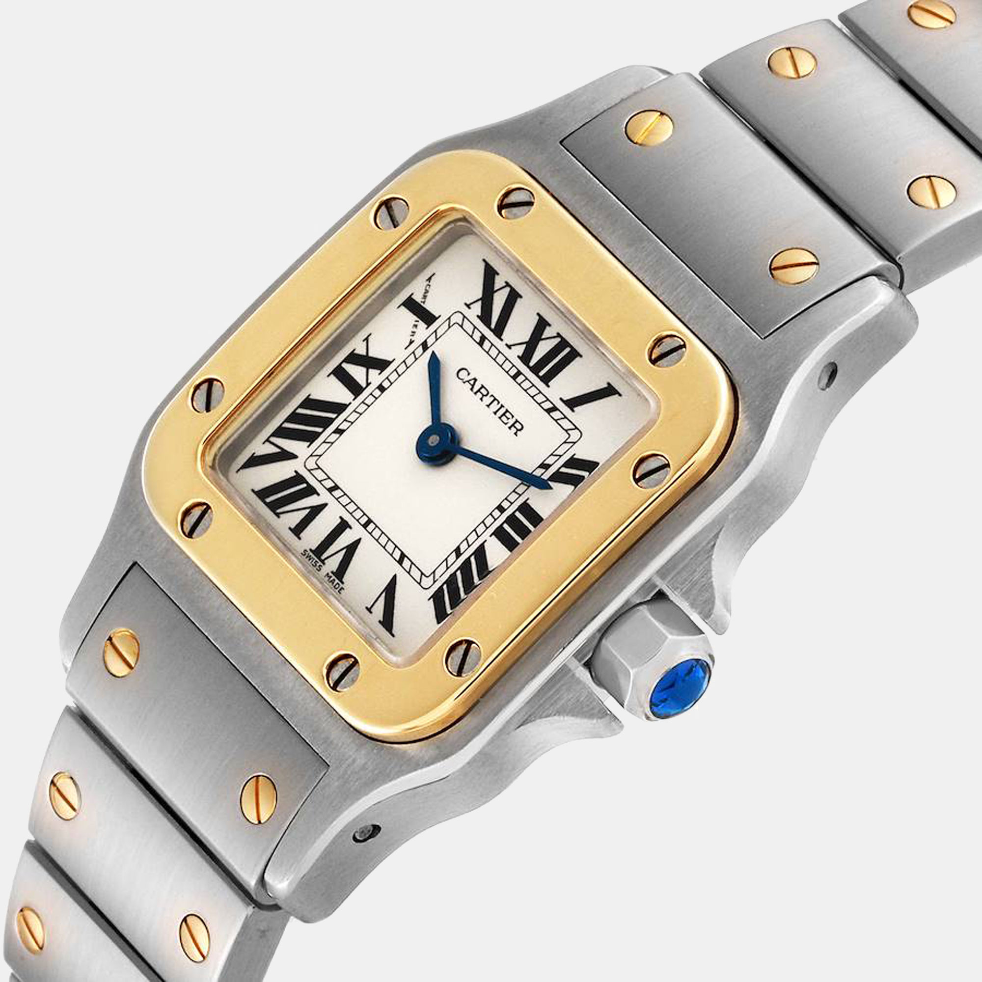 

Cartier Silver 18K Yellow Gold And Stainless Steel Santos Galbee W20012C4 Women's Wristwatch 24 mm