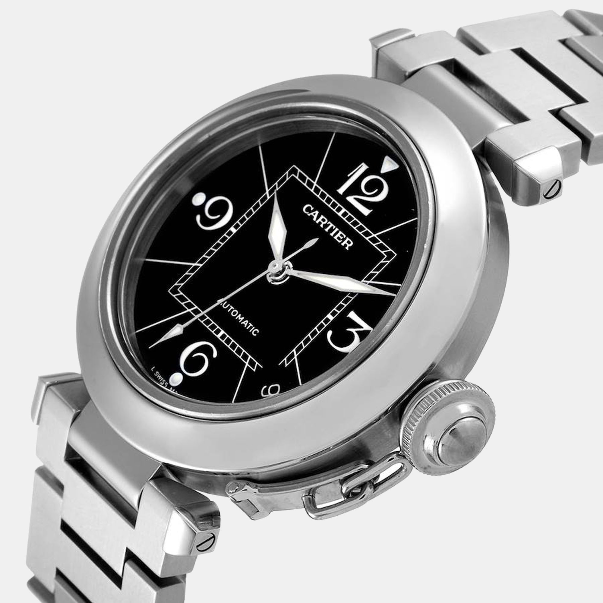 

Cartier Black Stainless Steel Pasha C W31076M7 Women's Wristwatch 35 mm