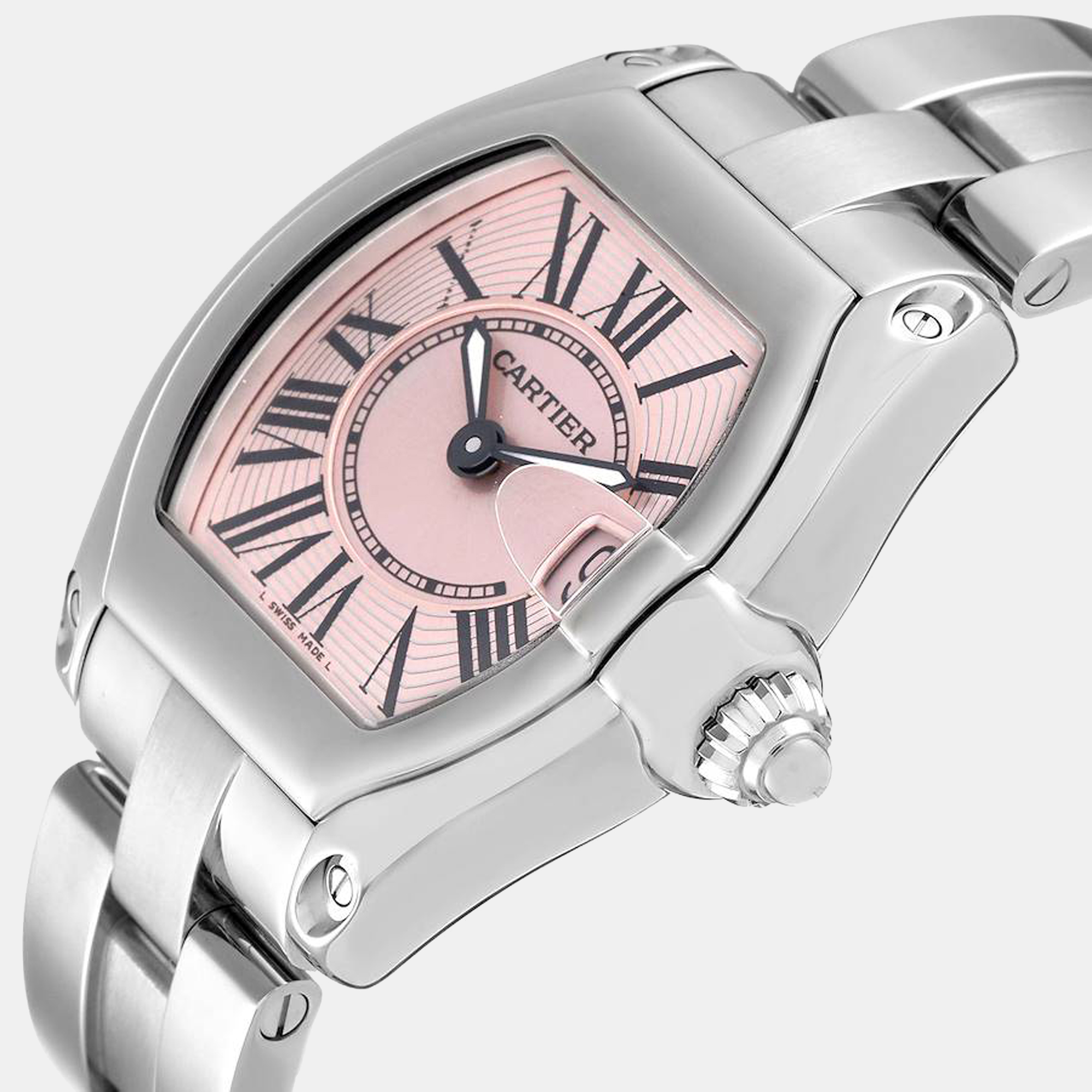 

Cartier Pink Stainless Steel Roadster W62017V3 Women's Wristwatch 36 mm