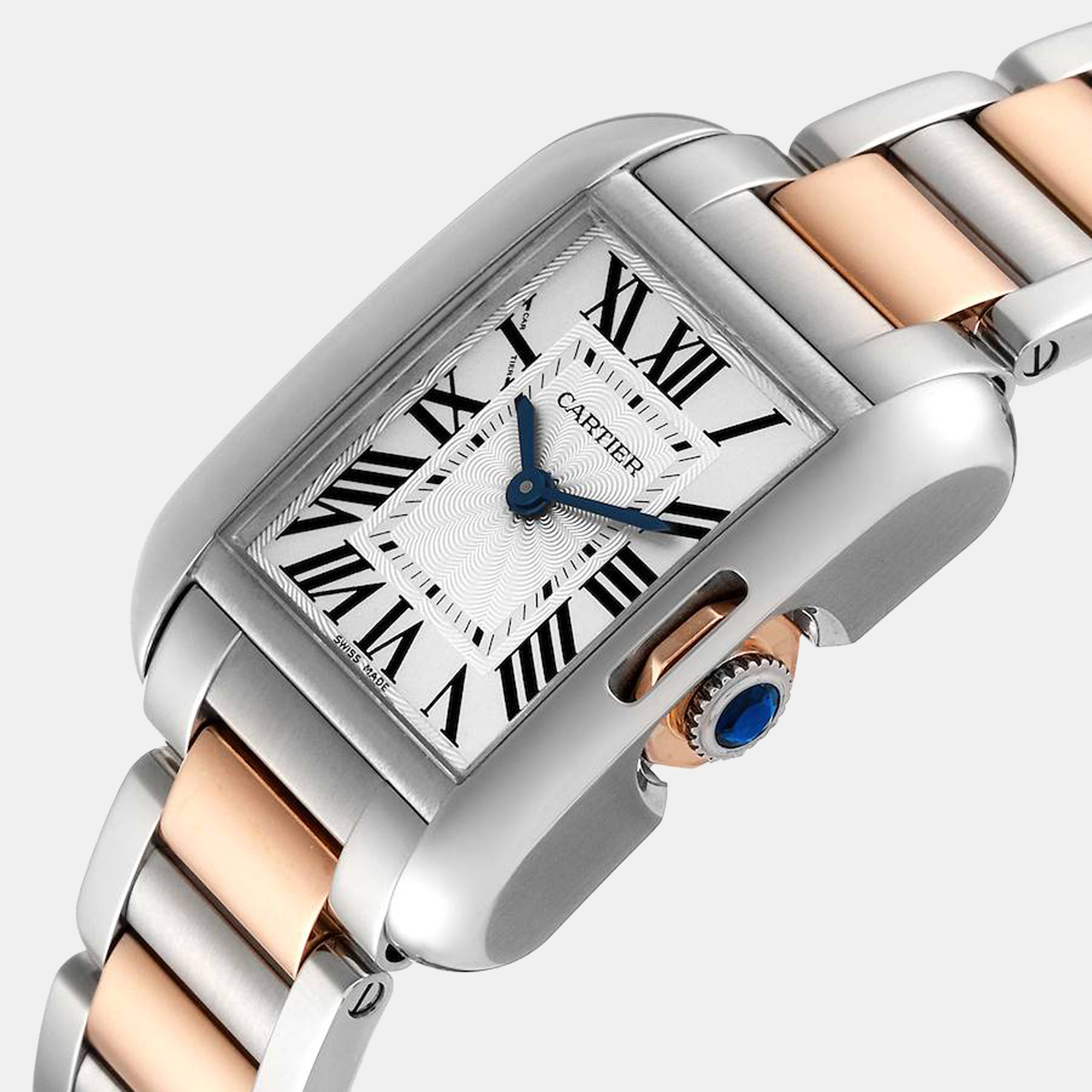 

Cartier Silver 18k Rose Gold And Stainless Steel Tank Anglaise W5310036 Quartz Women's Wristwatch 30 mm