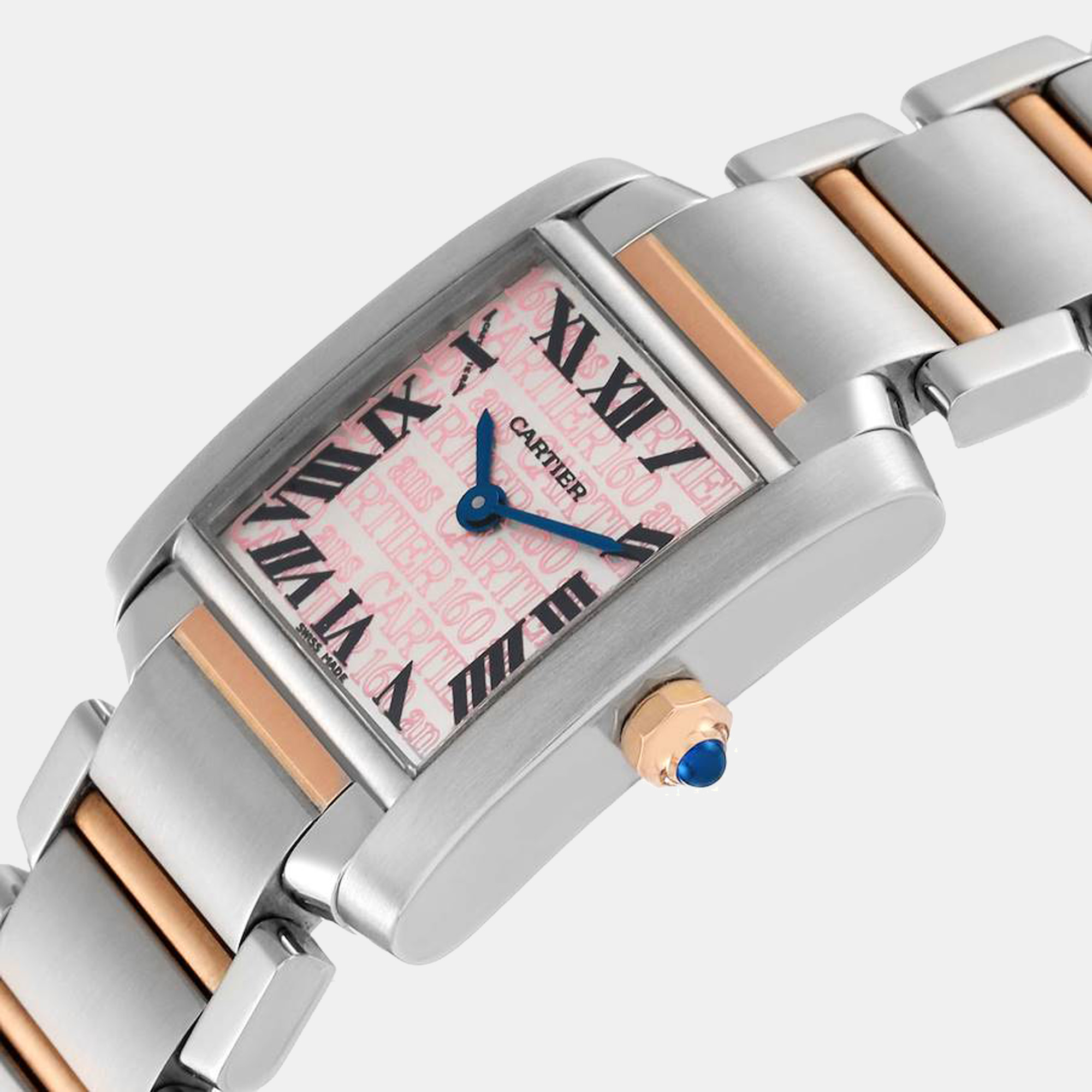 

Cartier Pink 18K Rose Gold And Stainless Steel Tank Francaise W51036Q4 Quartz Women's Wristwatch 25 mm