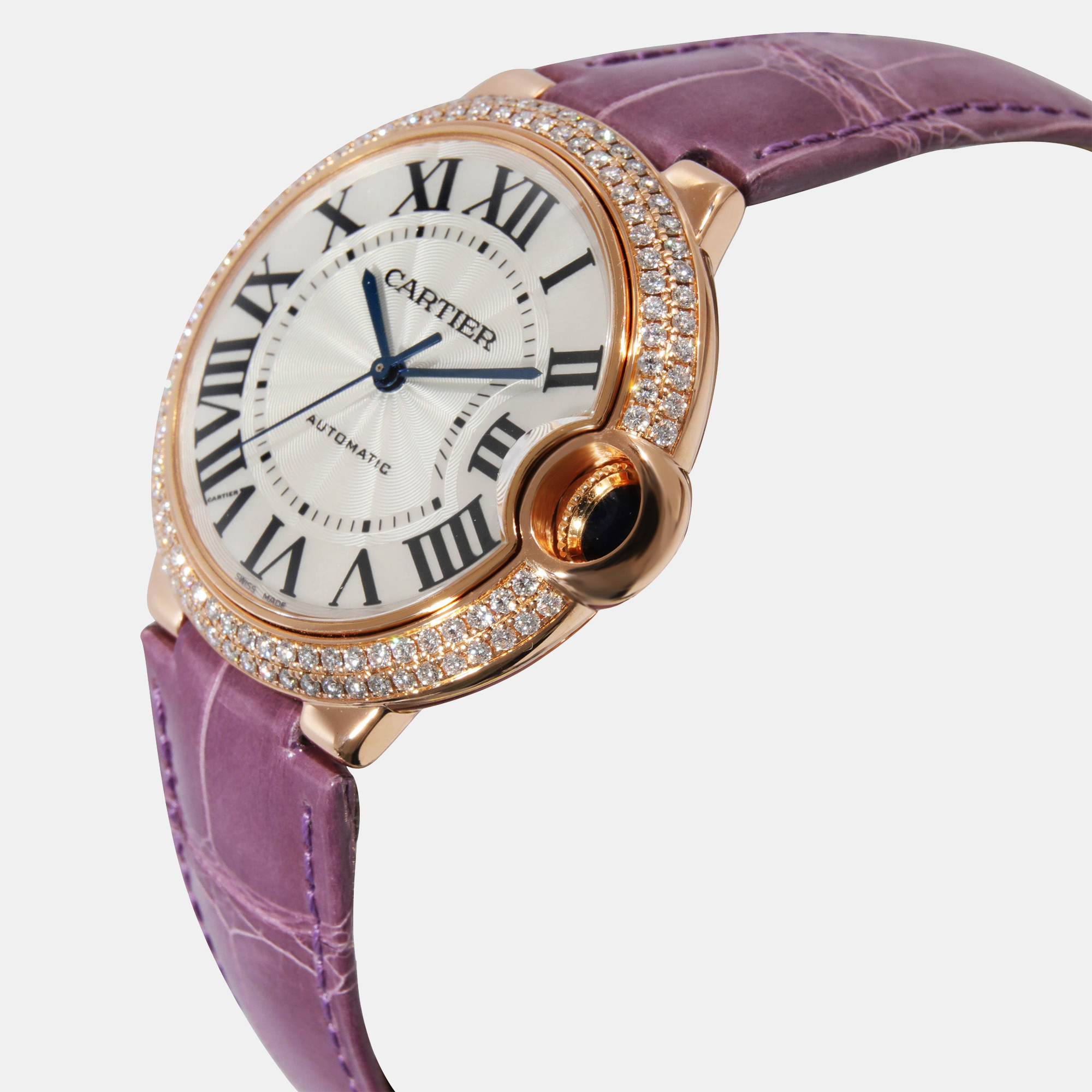 

Cartier Silver Diamonds 18K Rose Gold Ballon Bleu WJBB0009 Automatic Women's Wristwatch 36 mm