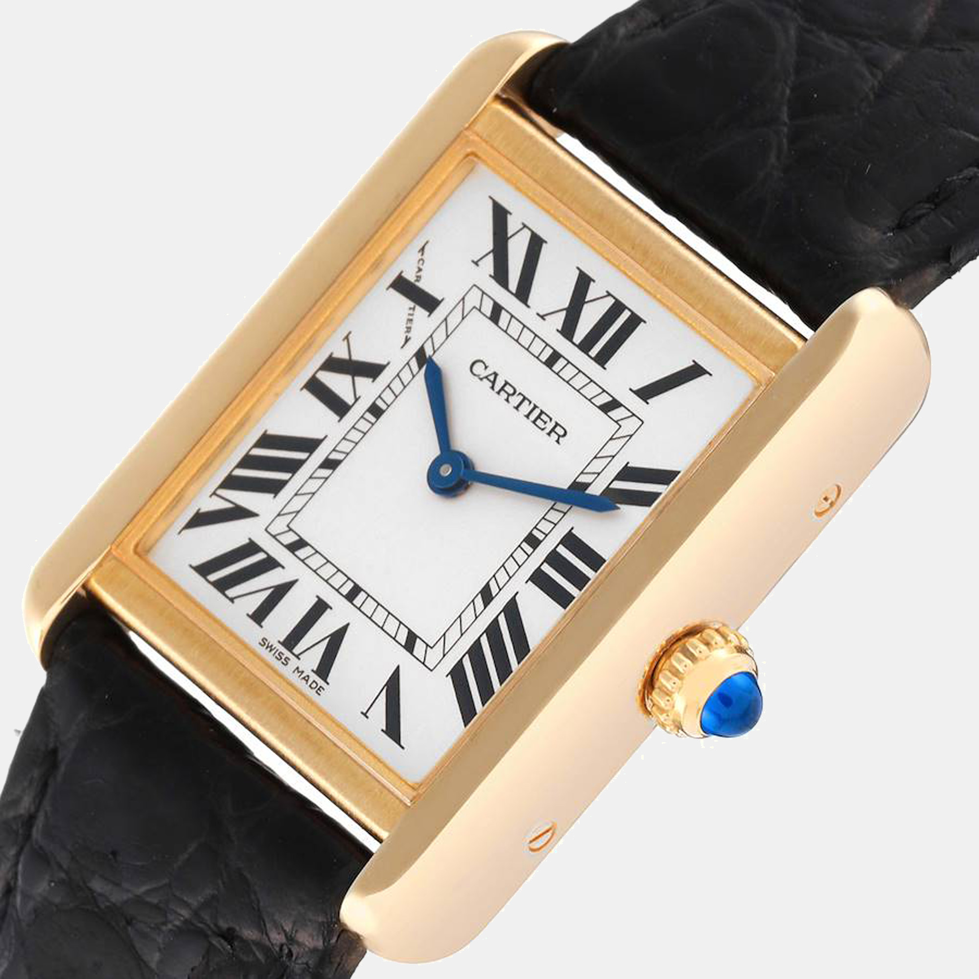 

Cartier Silver 18K Yellow Gold Tank Solo W5200002 Quartz Women's Wristwatch 30 mm