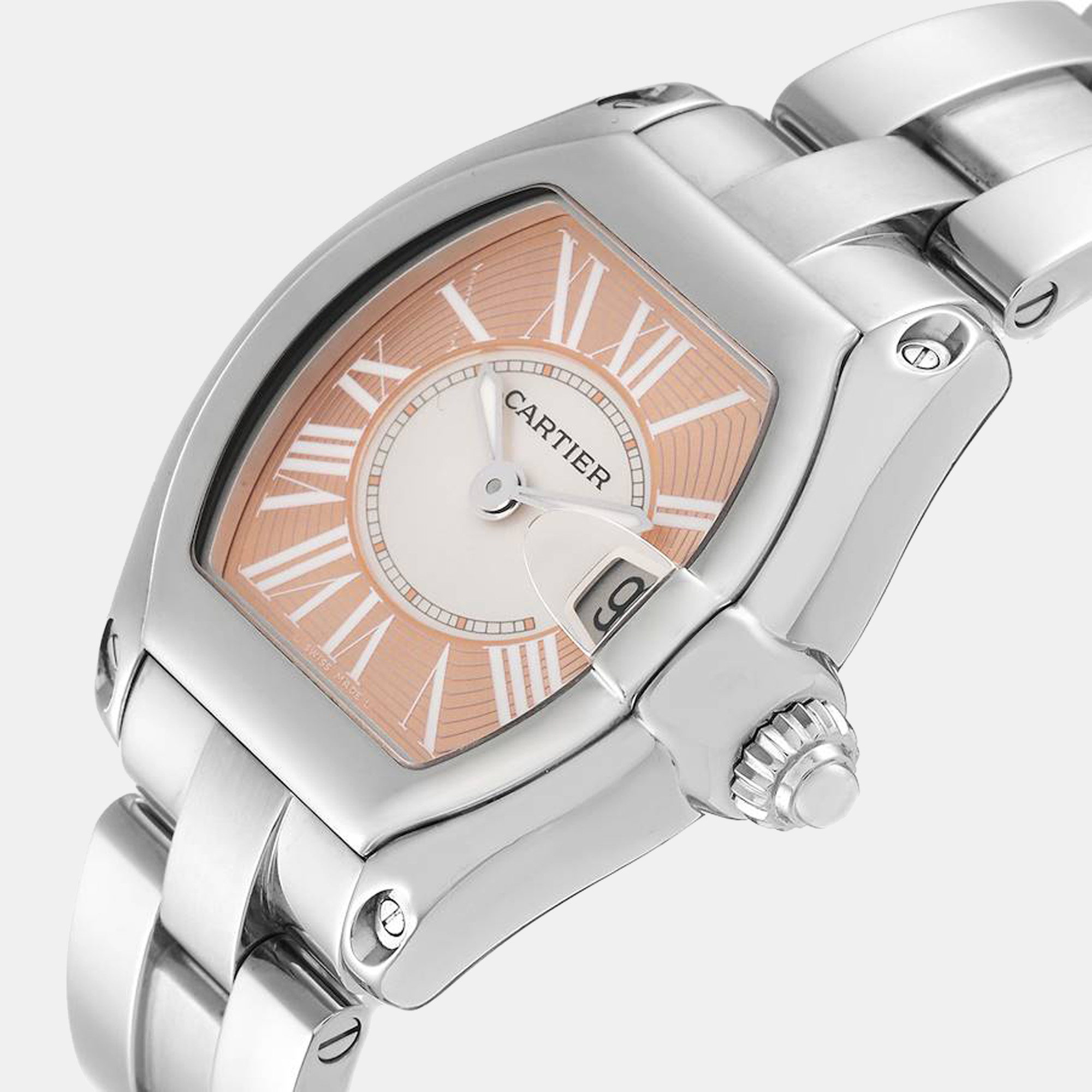 

Cartier Coral Stainless Steel Roadster W62054V3 Women's Wristwatch 30 mm, Orange