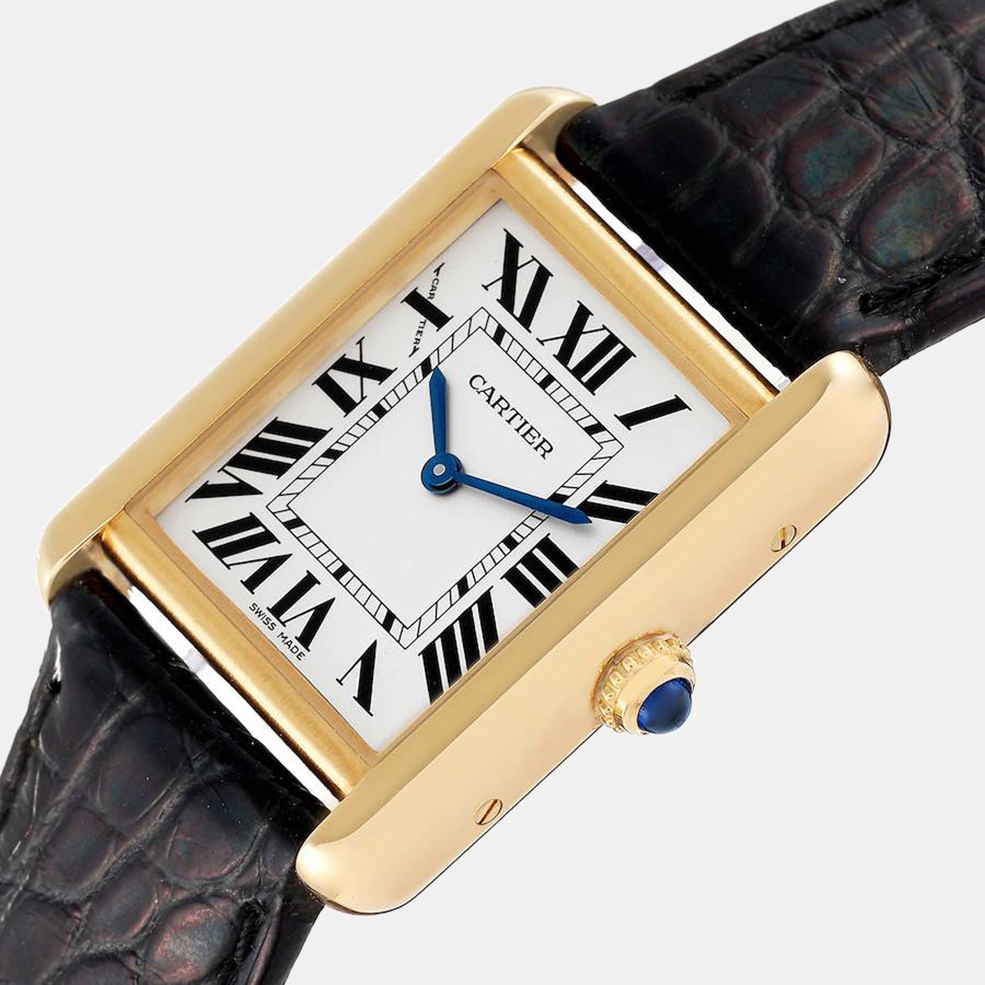 

Cartier Silver 18K Yellow Gold Tank Solo W5200002 Women's Wristwatch 24 mm