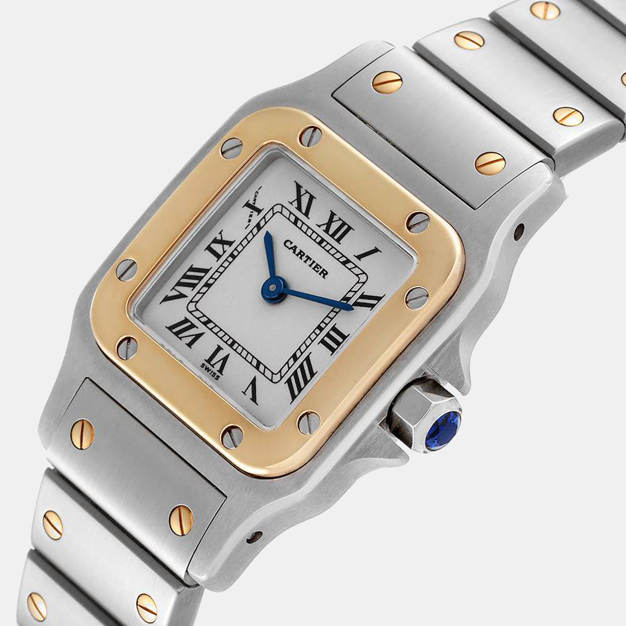 

Cartier Silver 18K Yellow Gold And Stainless Steel Santos Galbee W20012C4 Women's Wristwatch 24 mm