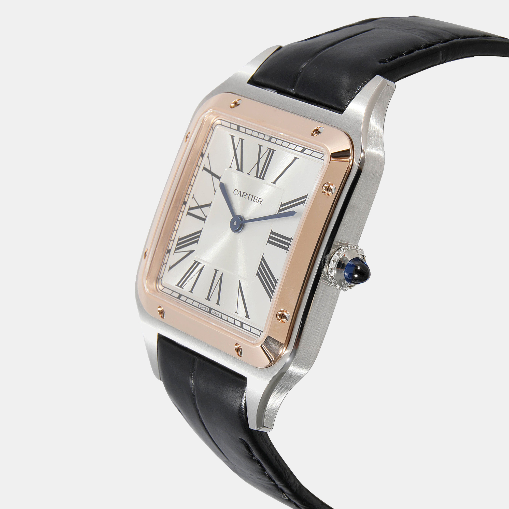 

Cartier Silver 18K Rose Gold And Stainless Steel Santos Dumont W2SA0011 Women's Wristwatch 32 mm