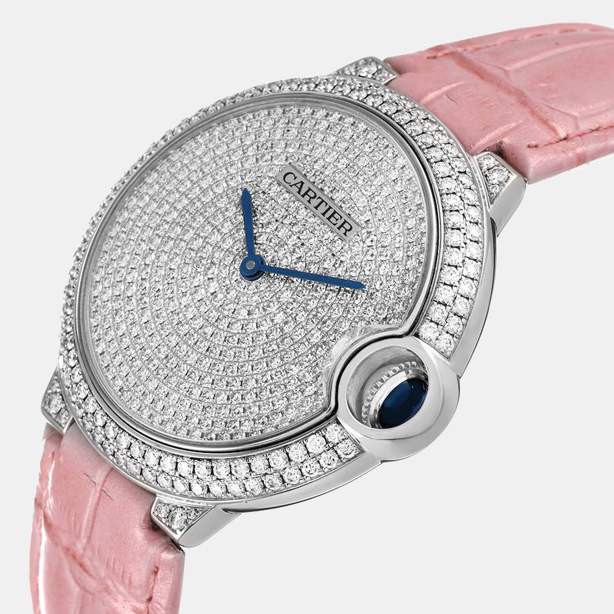 

Cartier Silver Diamonds Stainless Steel Ballon Bleu WE902042 Women's Wristwatch 36 mm