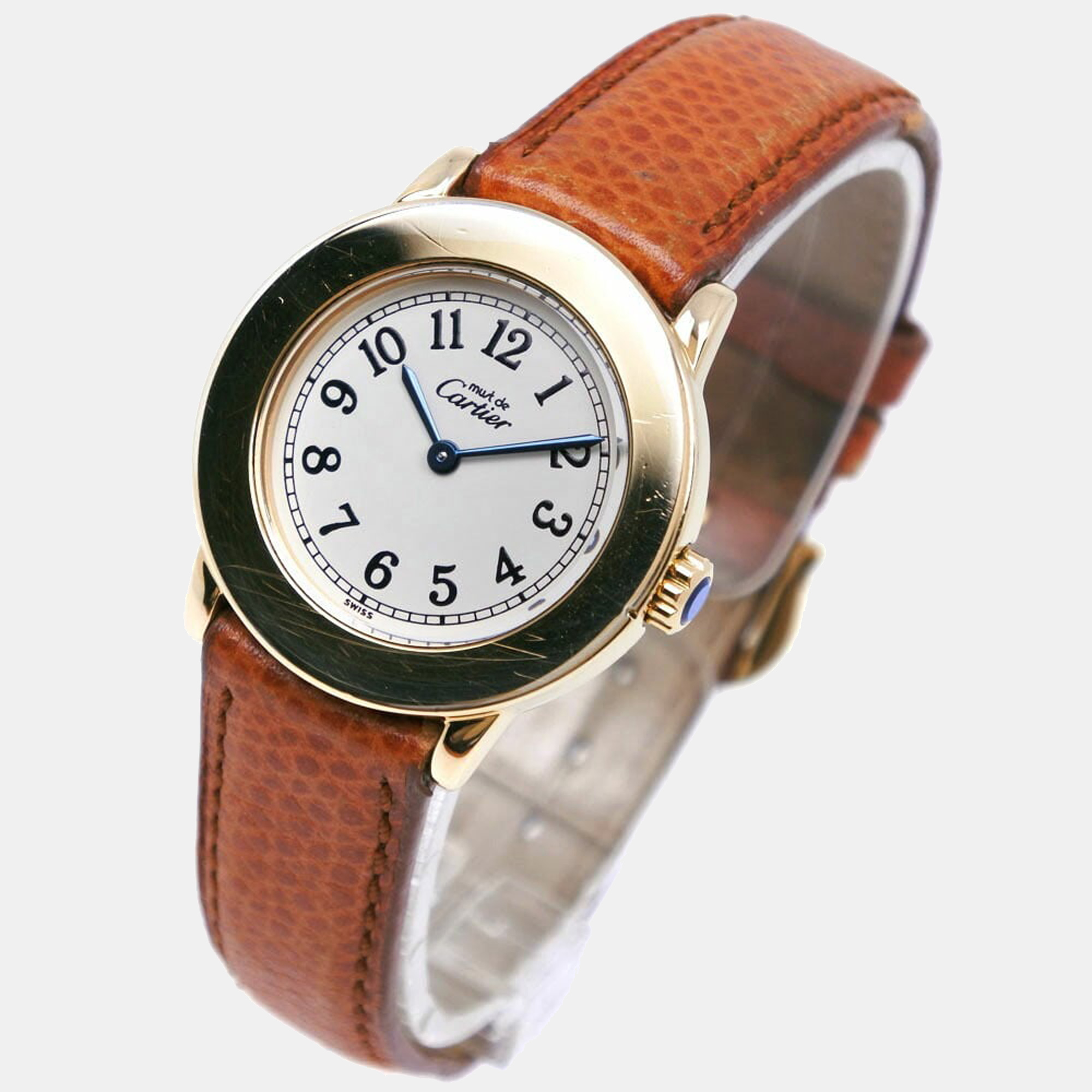 

Cartier Beige Gold Tone Sterling Silver Vermeil Quartz Women's Wristwatch 27 mm