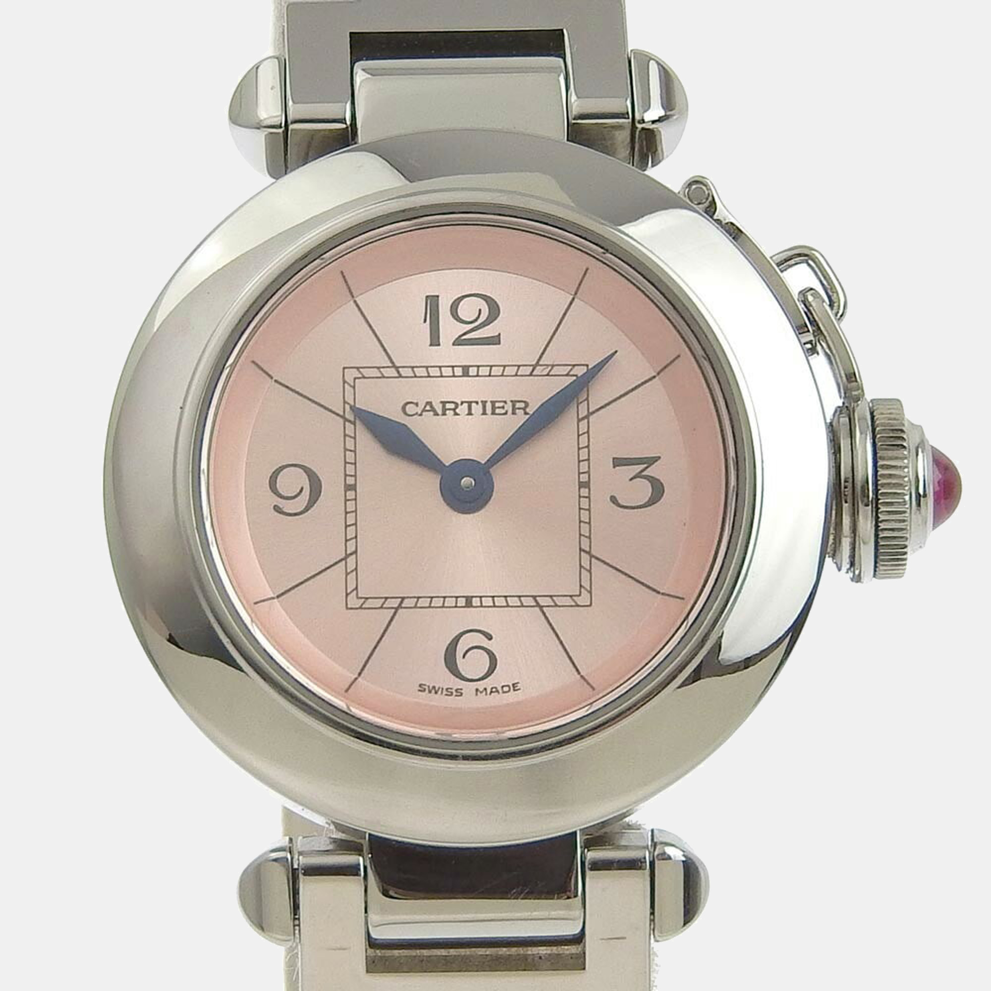 Pre-owned Cartier Pink Stainless Steel Miss Pasha Women's Wristwatch 29 Mm