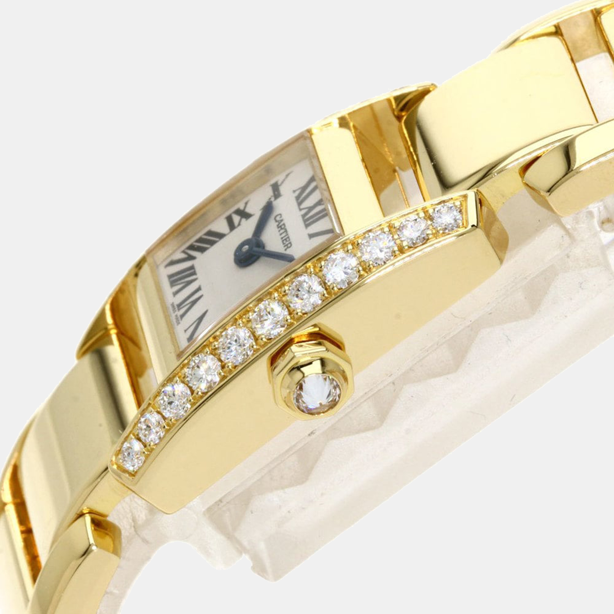 

Cartier White Diamonds 18k Yellow Gold Tankissime WE70047H Women's Wristwatch 16 mm