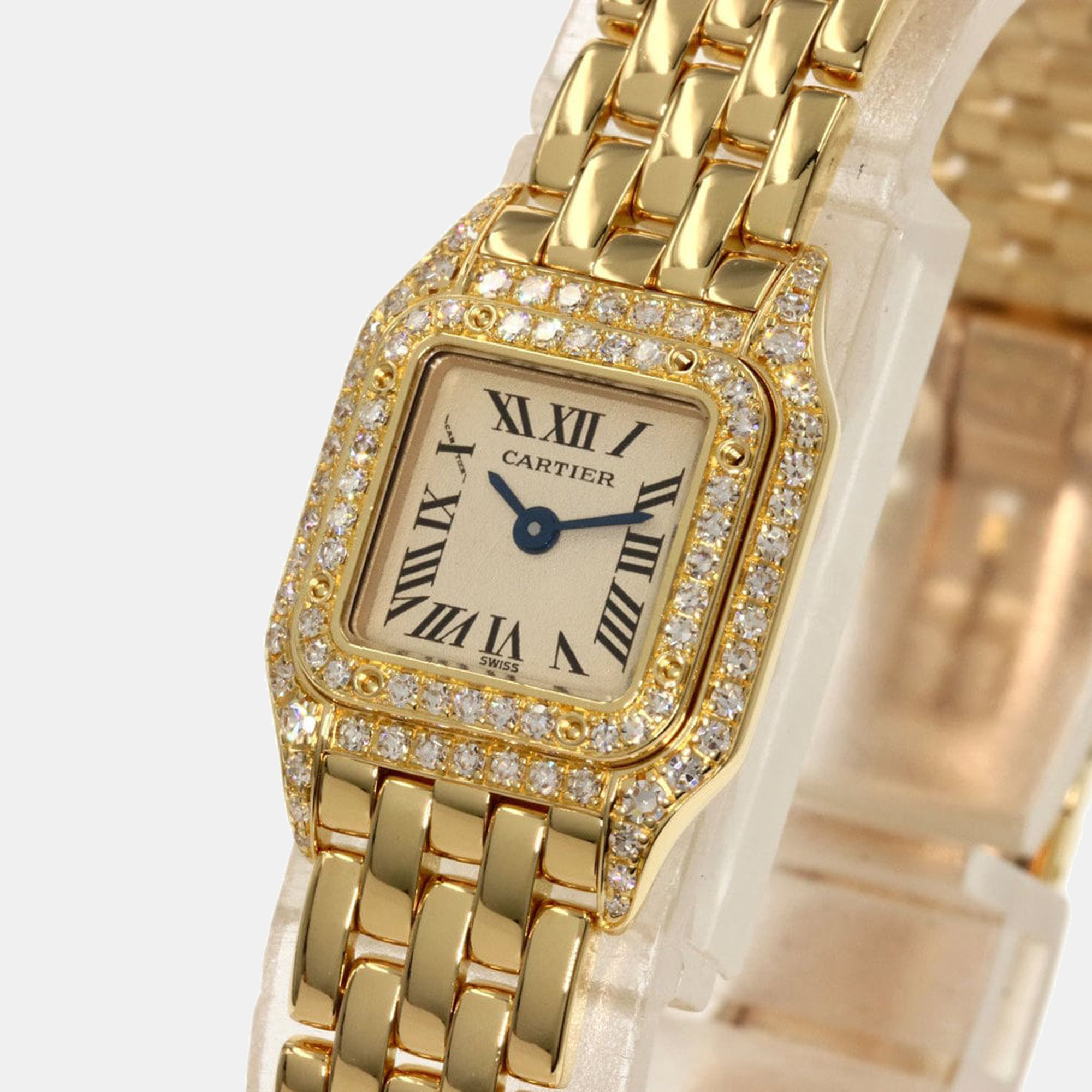 

Cartier White Diamonds 18K Yellow Gold Panthere WF3141B9 Women's Wristwatch 17 mm