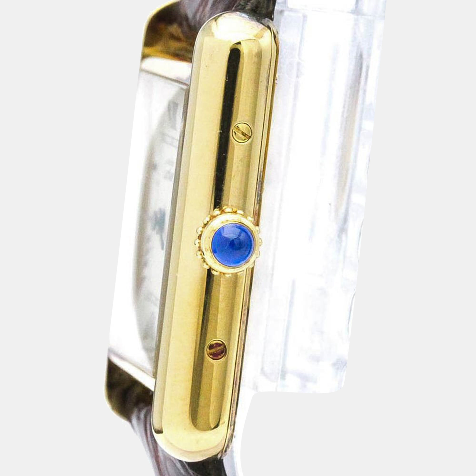 

Cartier Silver Gold Plated Stainless Steel Must Tank Vermeil Women's Wristwatch 22 mm