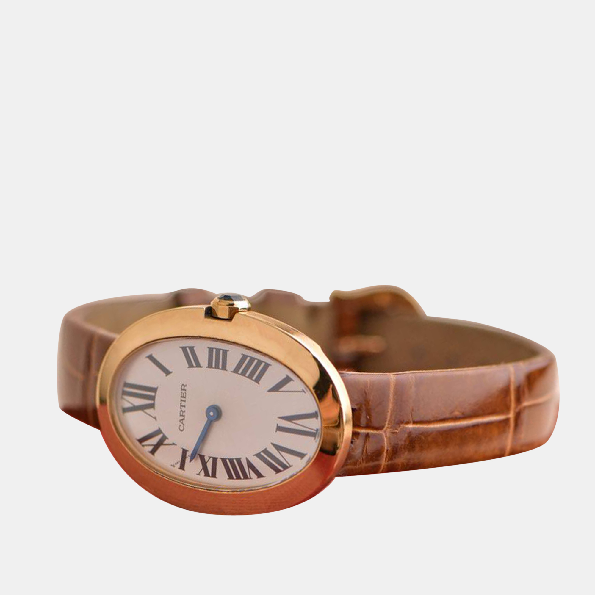 

Cartier Baignoire Small Model 18k Yellow Gold on Leather W8000009, Silver