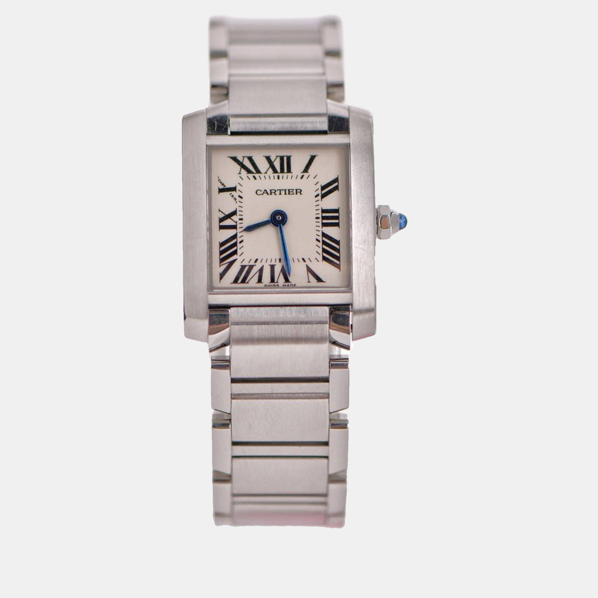 Pre-owned Cartier Tank Française Watch Small Model W51011q3 In Cream