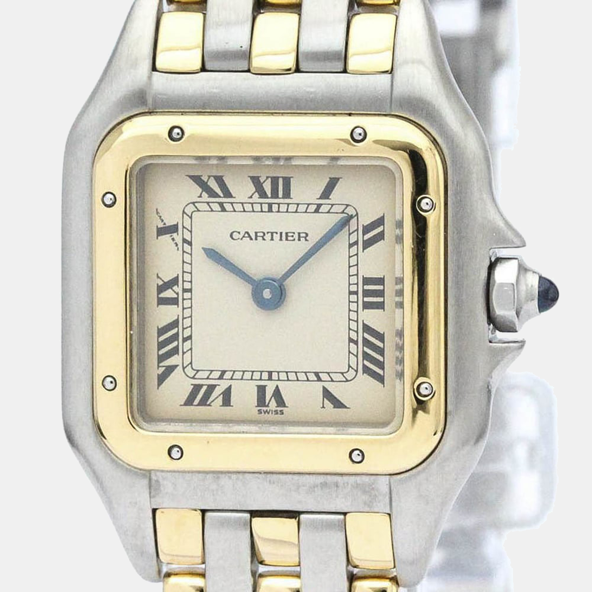 مملوكة مسبقًا Cartier Silver 18K Yellow Gold And Stainless Steel Panthere Women's Wristwatch 22 mm