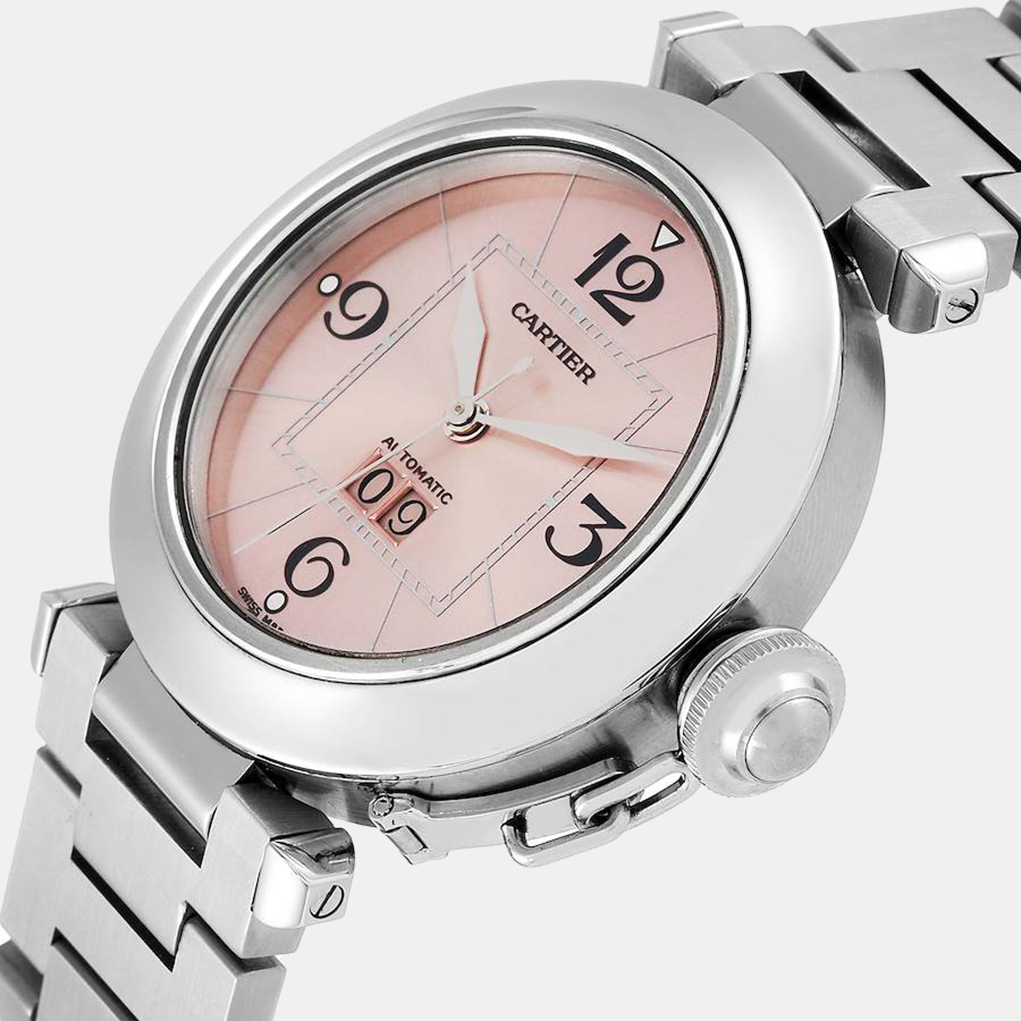 

Cartier Pasha Big Date  Pink Dial Steel Ladies Watch W31058M7