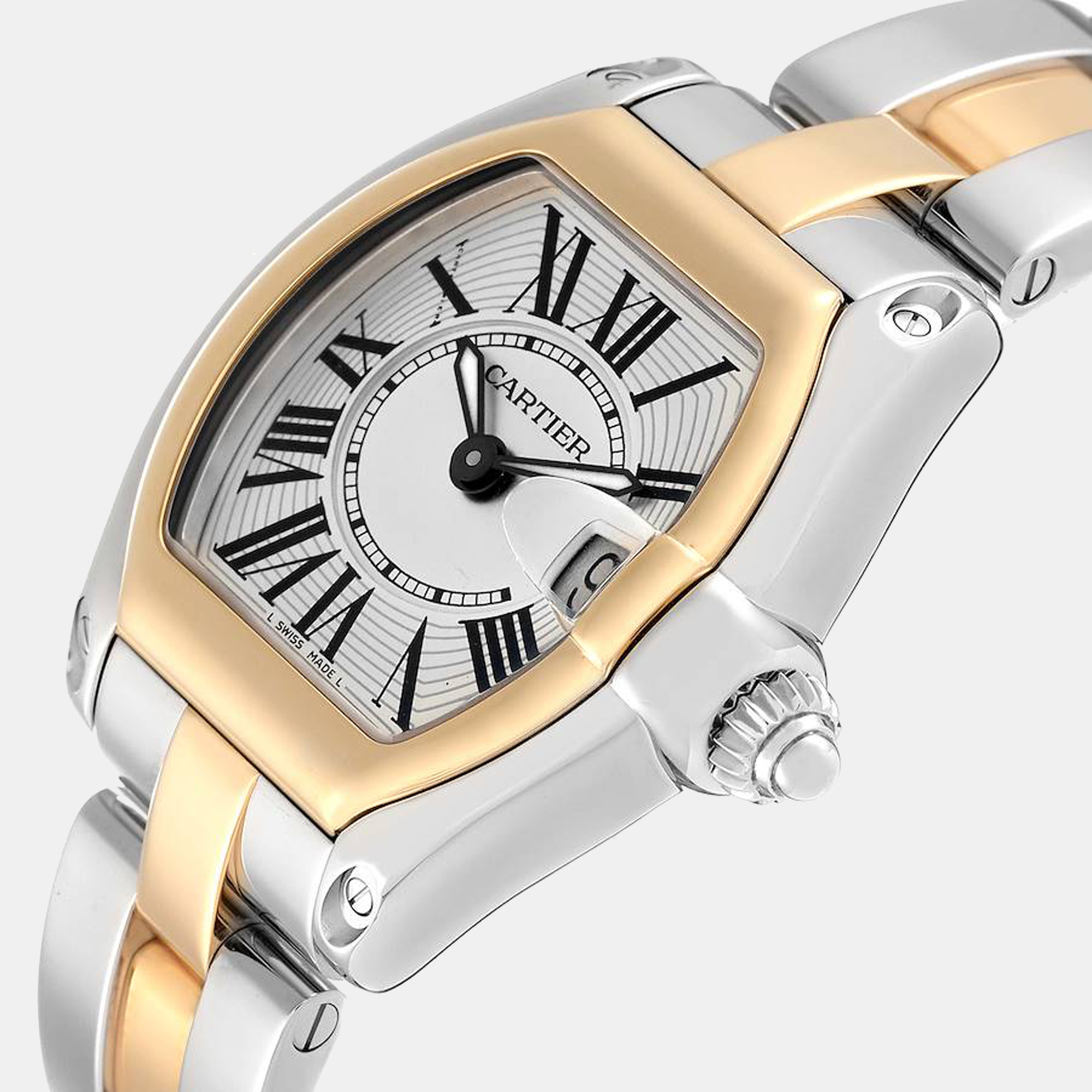 

Cartier Roadster Steel Yellow Gold Silver Dial Ladies Watch W62026Y4