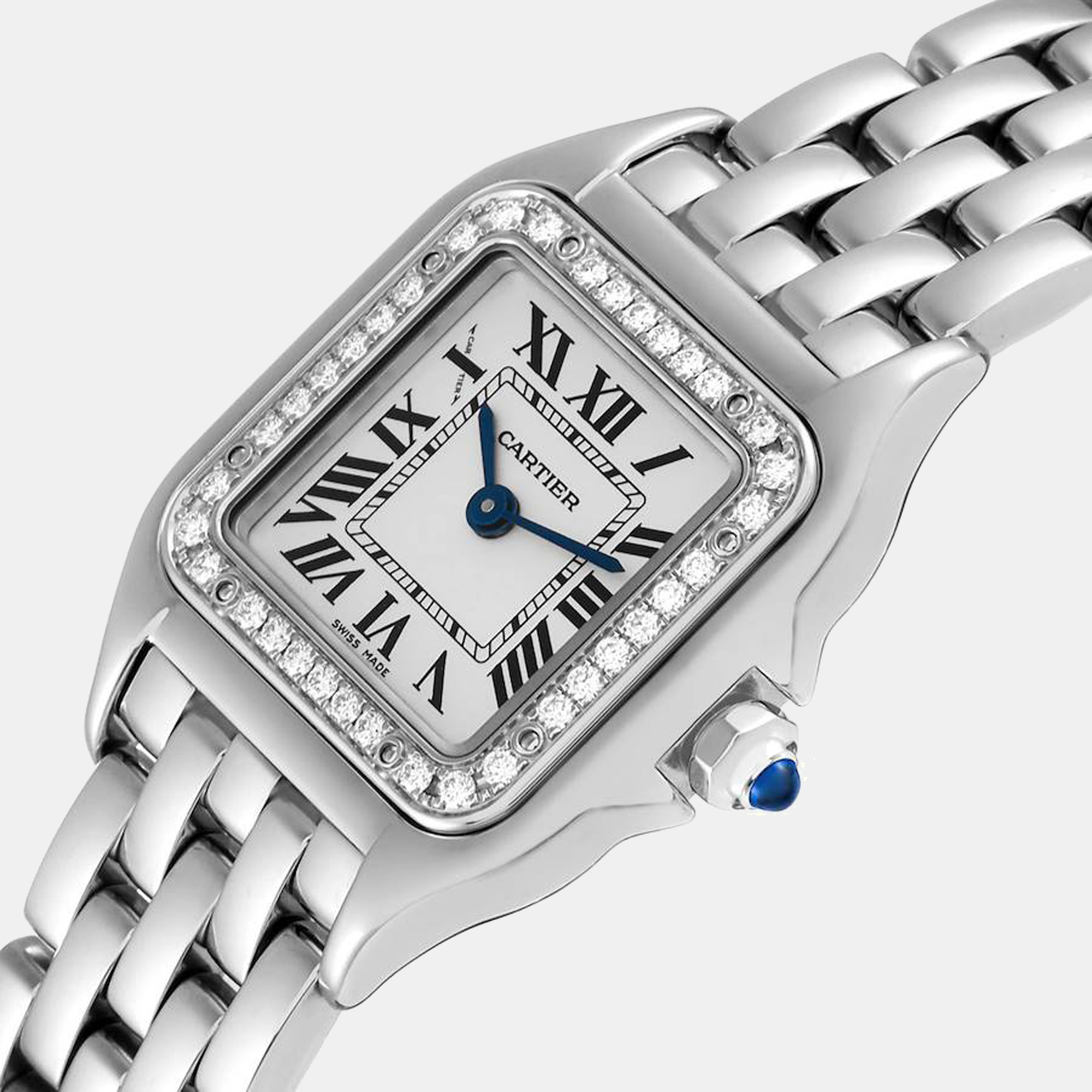 

Cartier Panthere Small Steel Diamond Bezel Ladies Watch W4PN0007, Silver