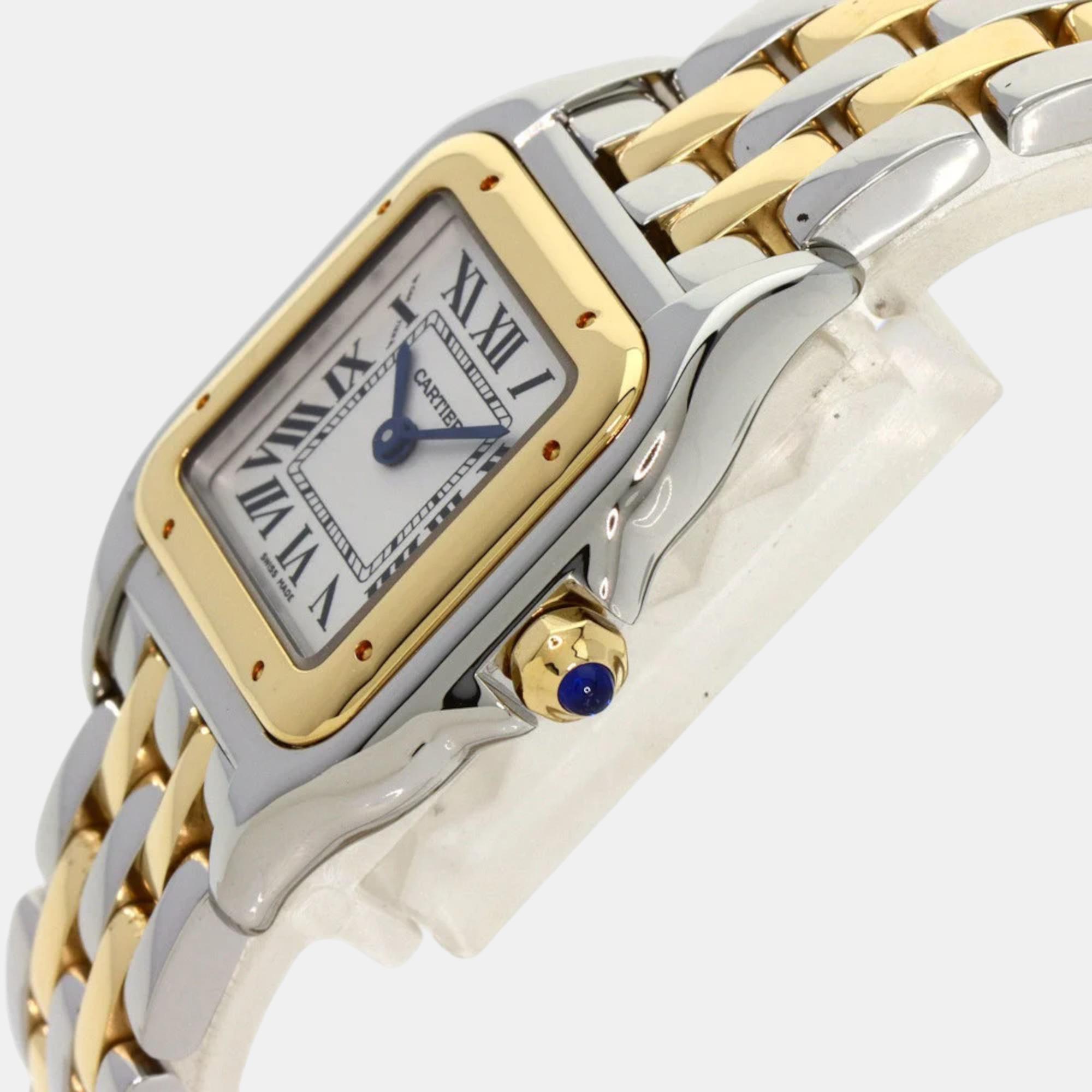 

Cartier Silver 18K Yellow Gold And Stainless Steel Panthere Women's Wristwatch 22 mm