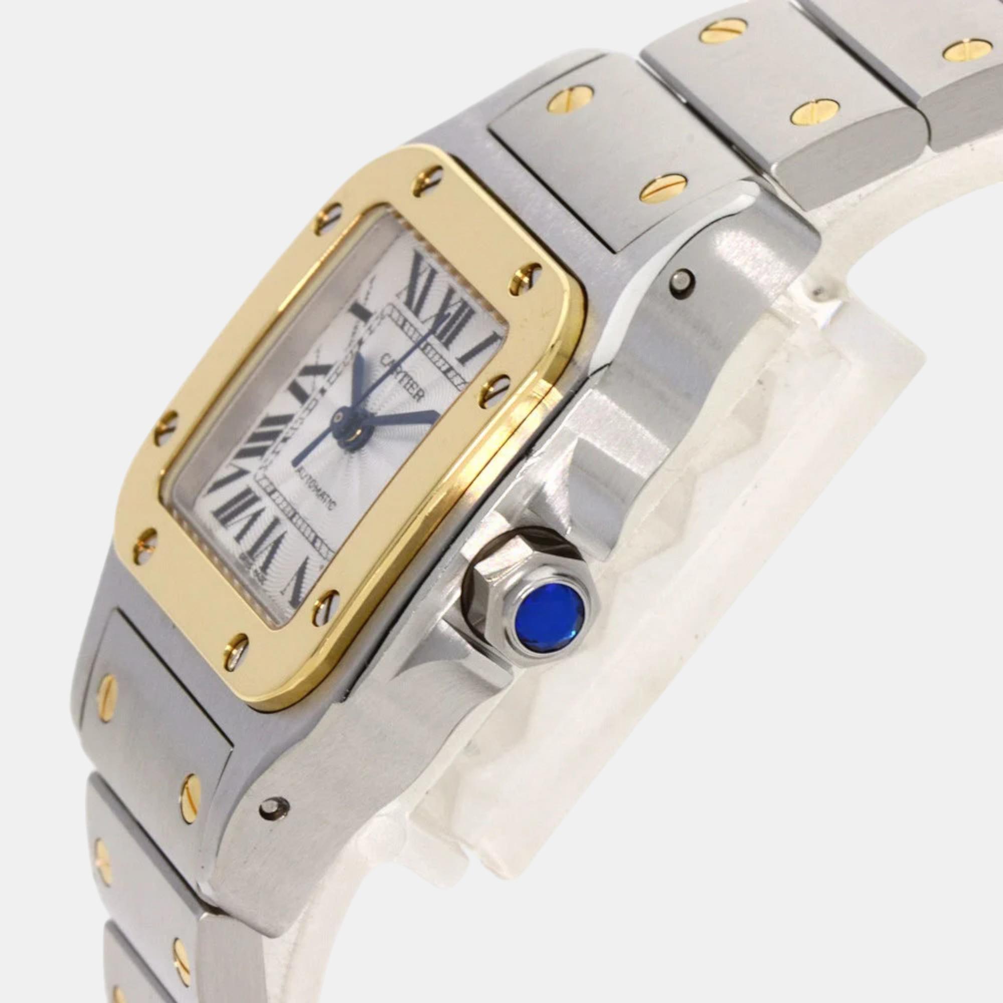 

Cartier Silver 18K Yellow Gold And Stainless Steel Santos Galbee Women's Wristwatch 24 mm