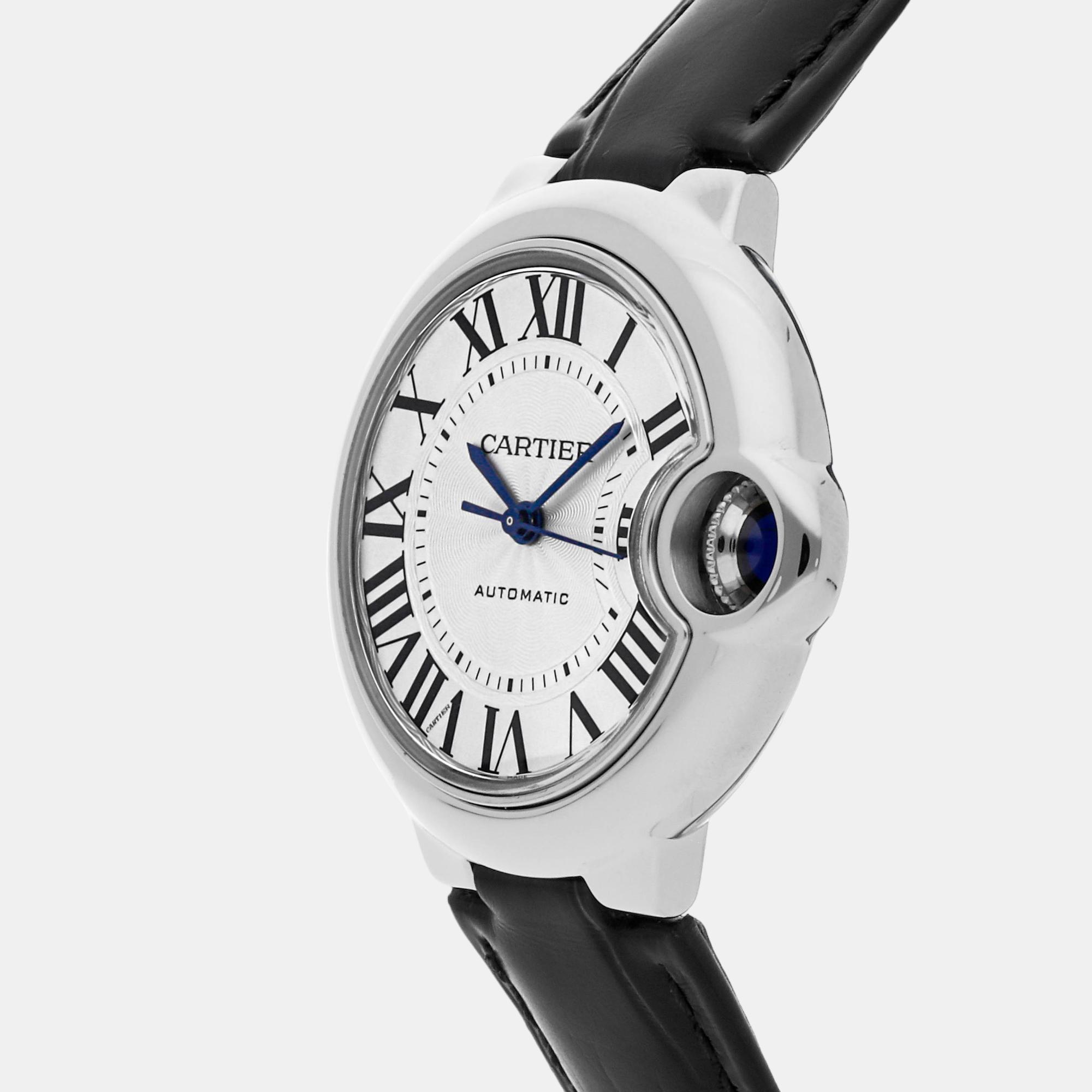 

Cartier Silver Stainless Steel Ballon Bleu W6920085 Automatic Women's Wristwatch 33 mm