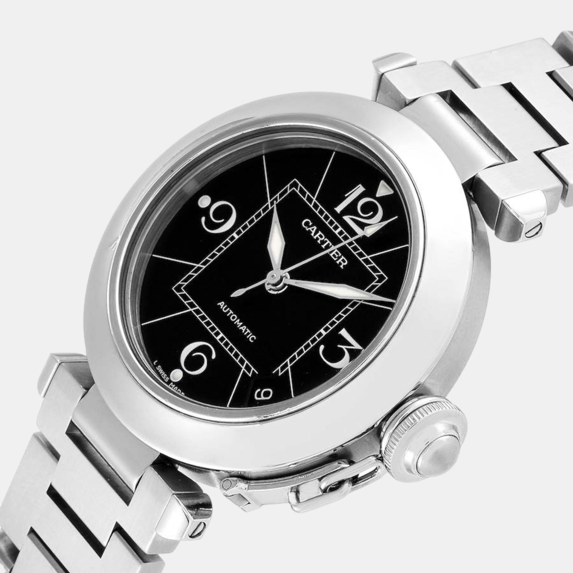 

Cartier Pasha C Medium Black Dial Steel Ladies Watch W31076M7