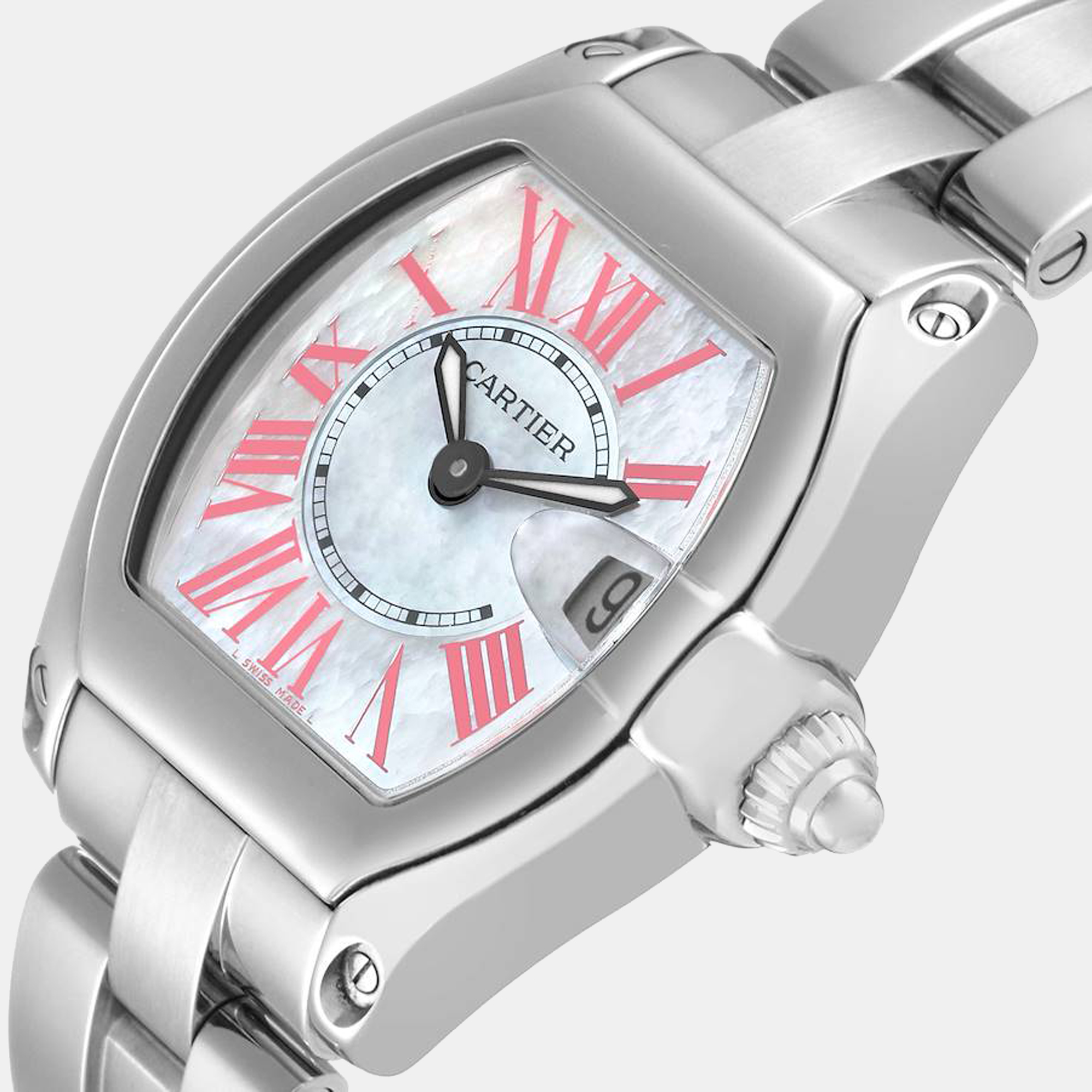 

Cartier Roadster Mother of Pearl Dial Steel Ladies Watch W6206006, White