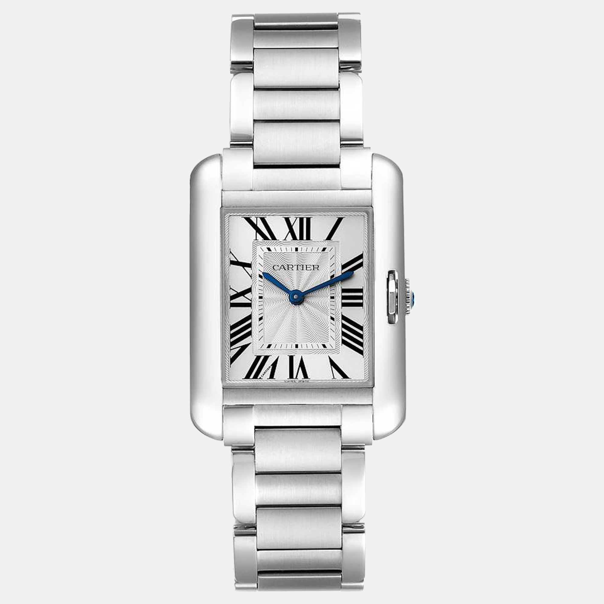 Pre-owned Cartier Tank Anglaise Midsize Steel Ladies Watch W5310044 30.2 X 22.7 Mm In Silver