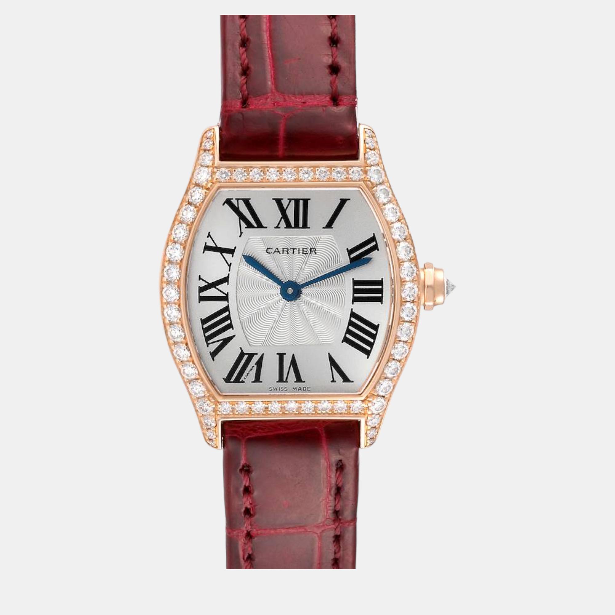 

Cartier Tortue Rose Gold Diamond Ladies Watch WA501010 24 x 30 mm, Silver