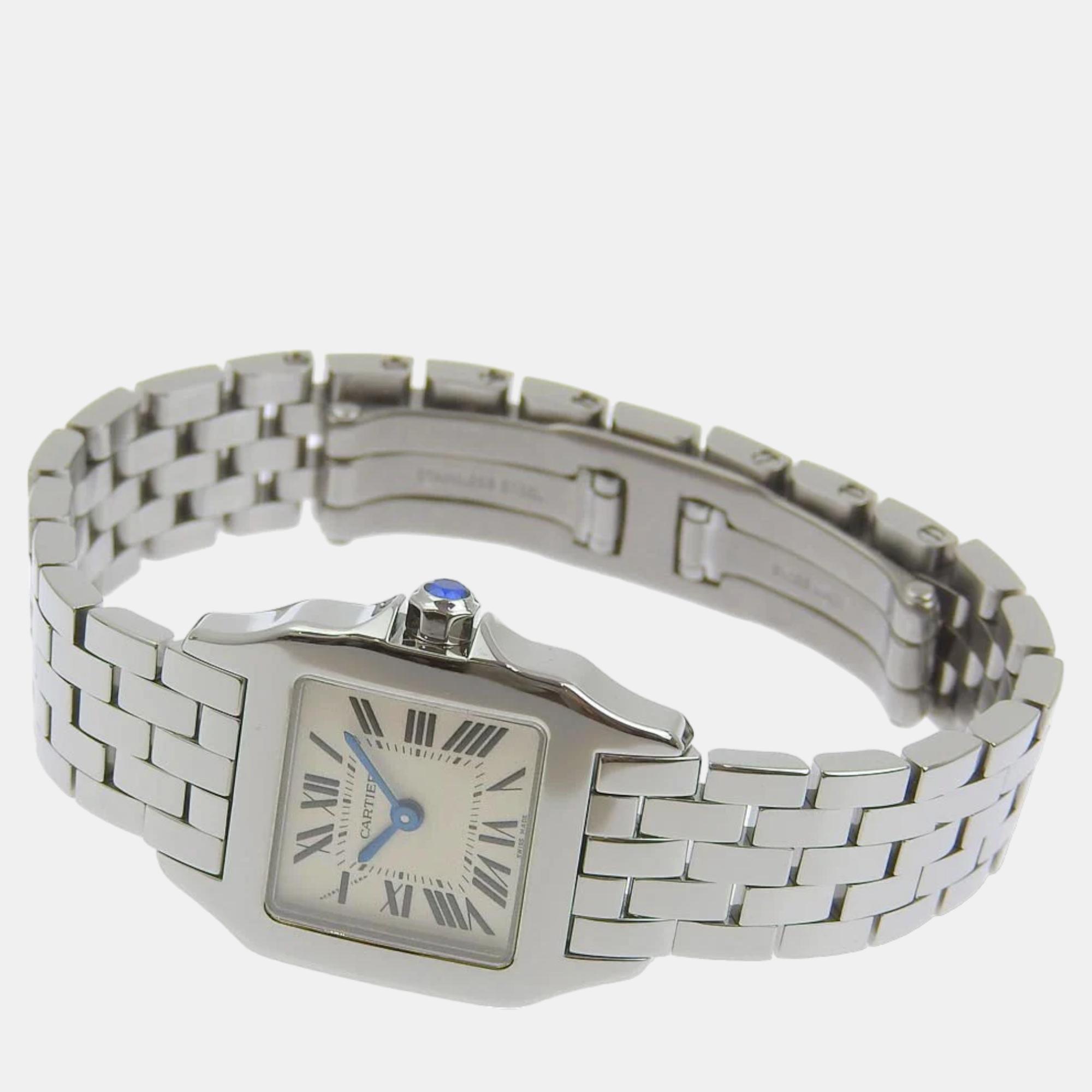 

Cartier White Stainless Steel Santos Demoiselle W25064Z5 Quartz Women's Wristwatch 20 mm