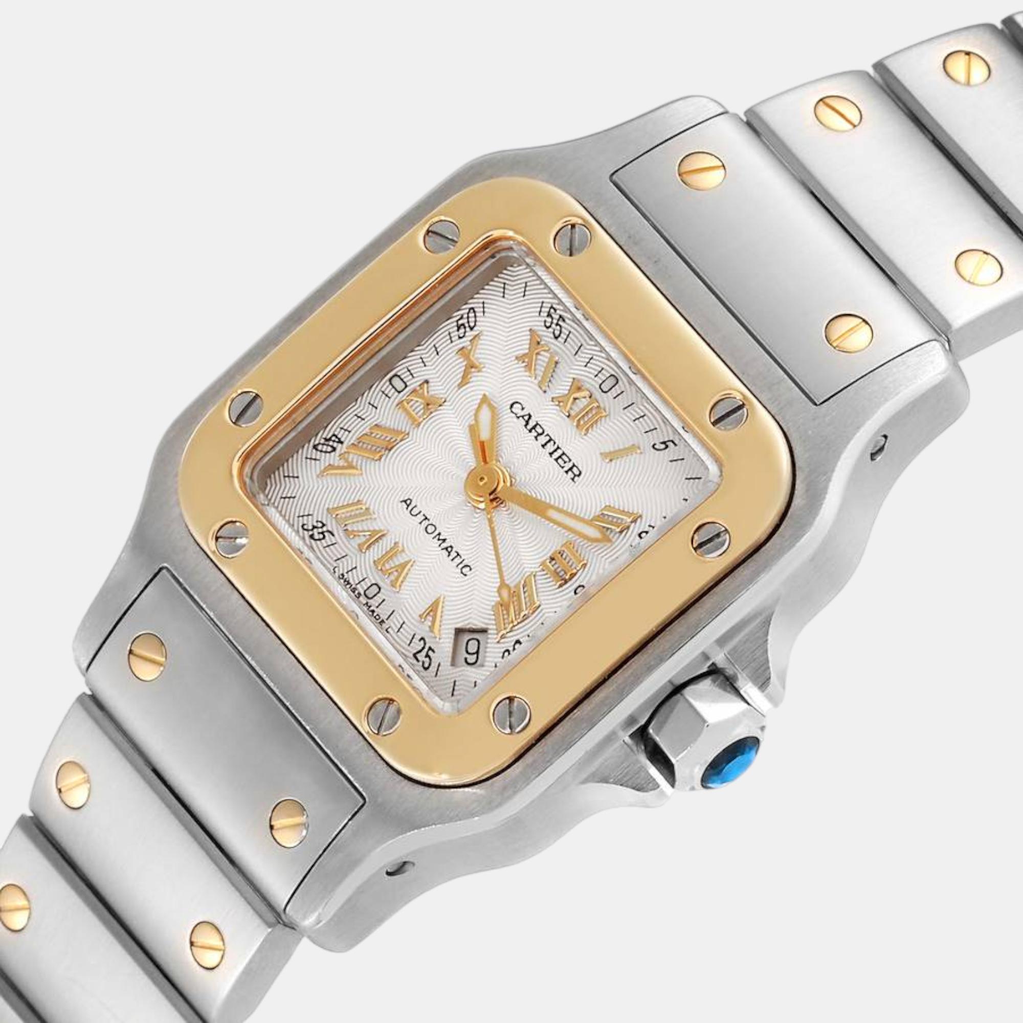 

Cartier Santos Small Steel Yellow Gold Automatic Ladies Watch W20057C4 24 mm, Silver