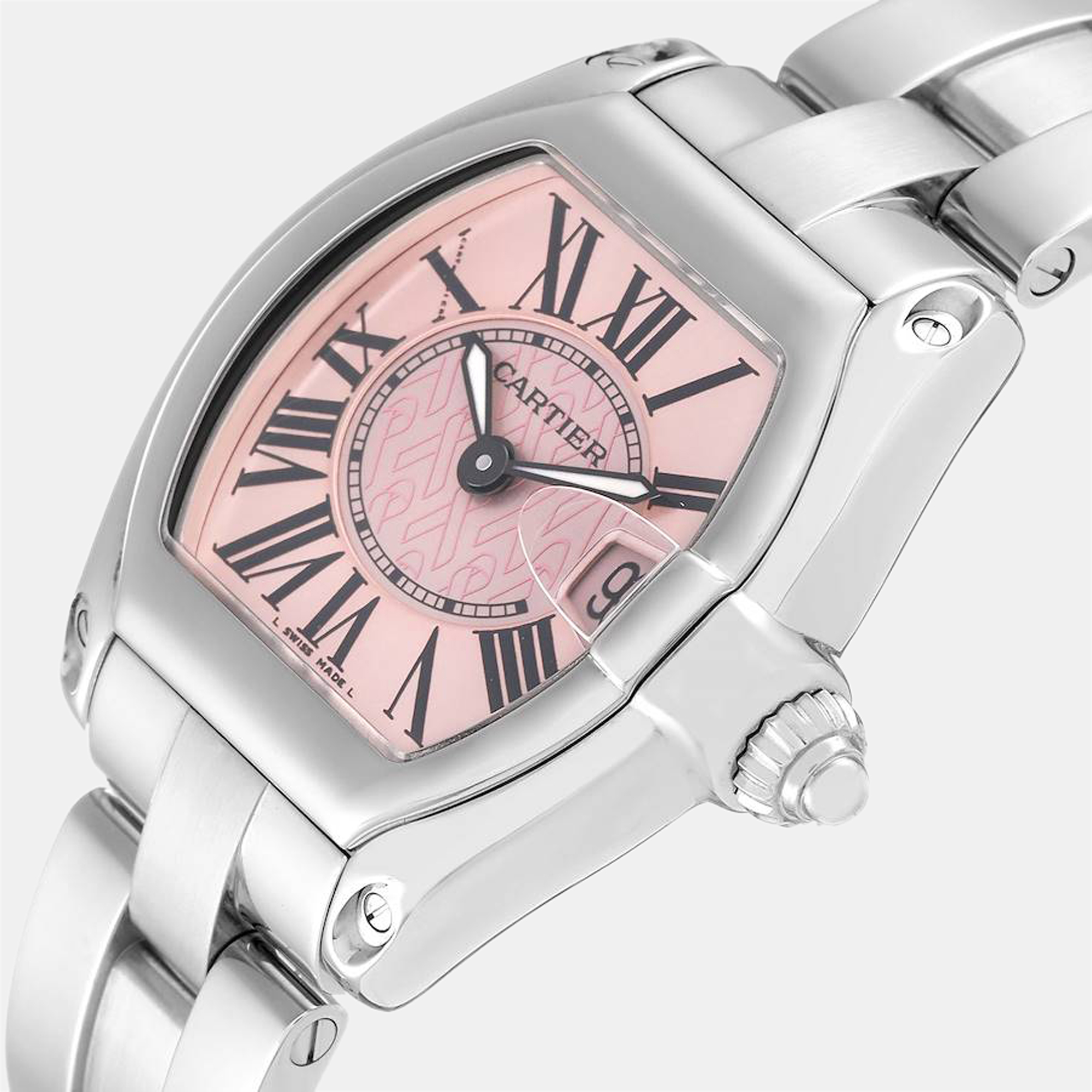 

Cartier Roadster Pink Ribbon Breast Cancer Awareness LE Ladies Watch W62043V3 36 x 30 mm