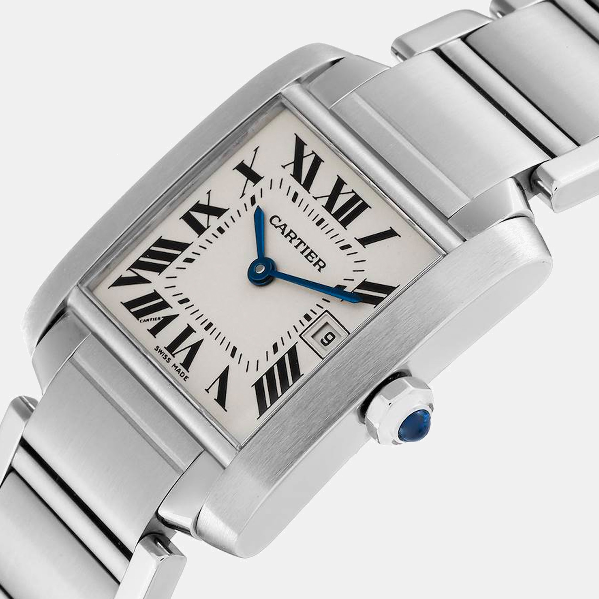 

Cartier Tank Francaise Midsize Silver Dial Steel Ladies Watch W51011Q3 25.0 X 30.0 mm, White