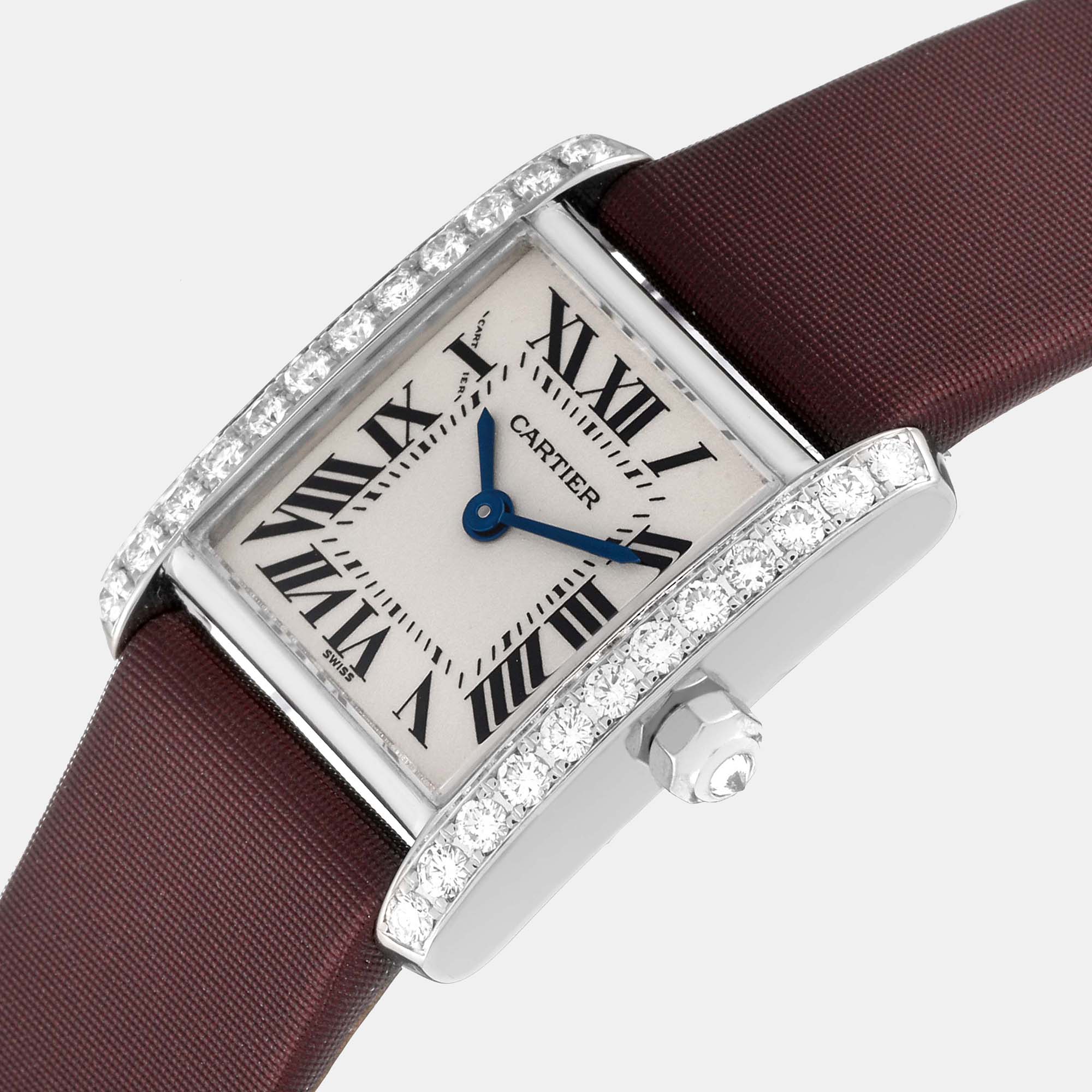 

Cartier Tank Francaise White Gold Diamond Ladies Watch WE100251 20 x 25 mm, Silver