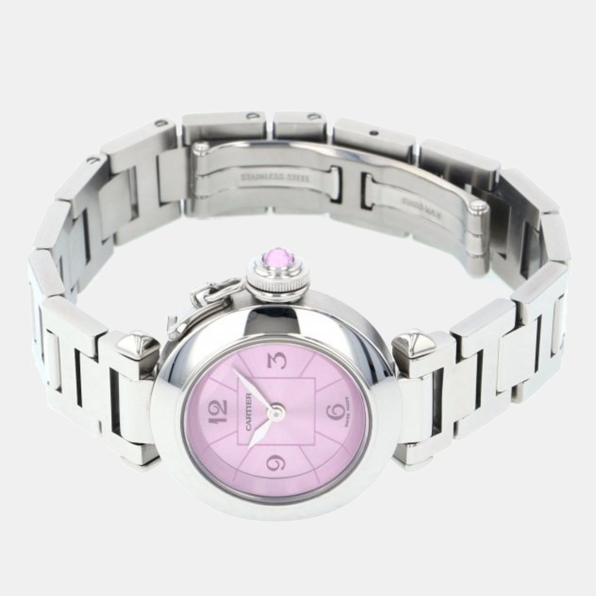 

Cartier Pink Stainless Steel Miss Pasha W3140023 Quartz Women's Wristwatch 27 mm