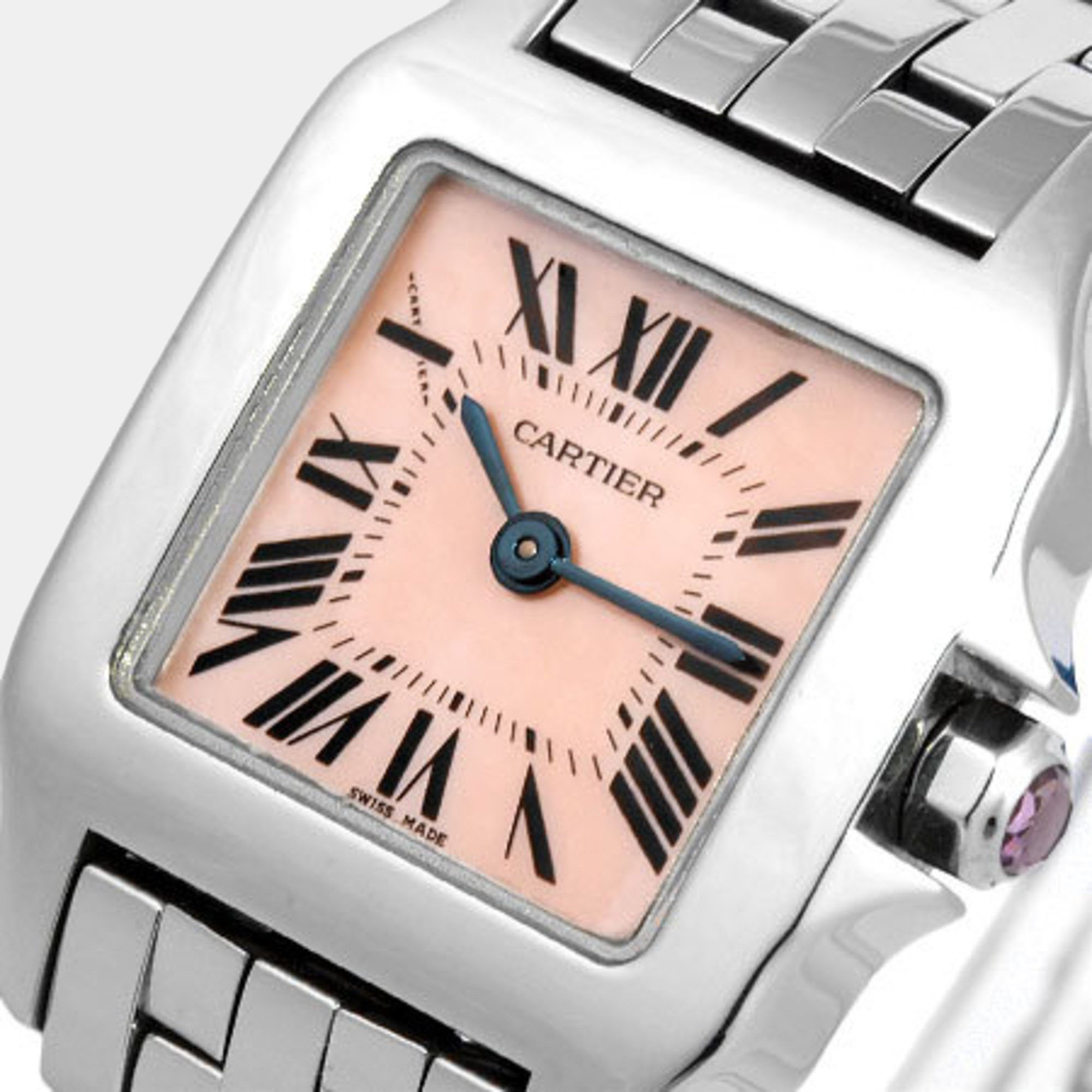 

Cartier Pink Shell Stainless Steel Santos Demoiselle W25075Z5 Quartz Women's Wristwatch 20 mm