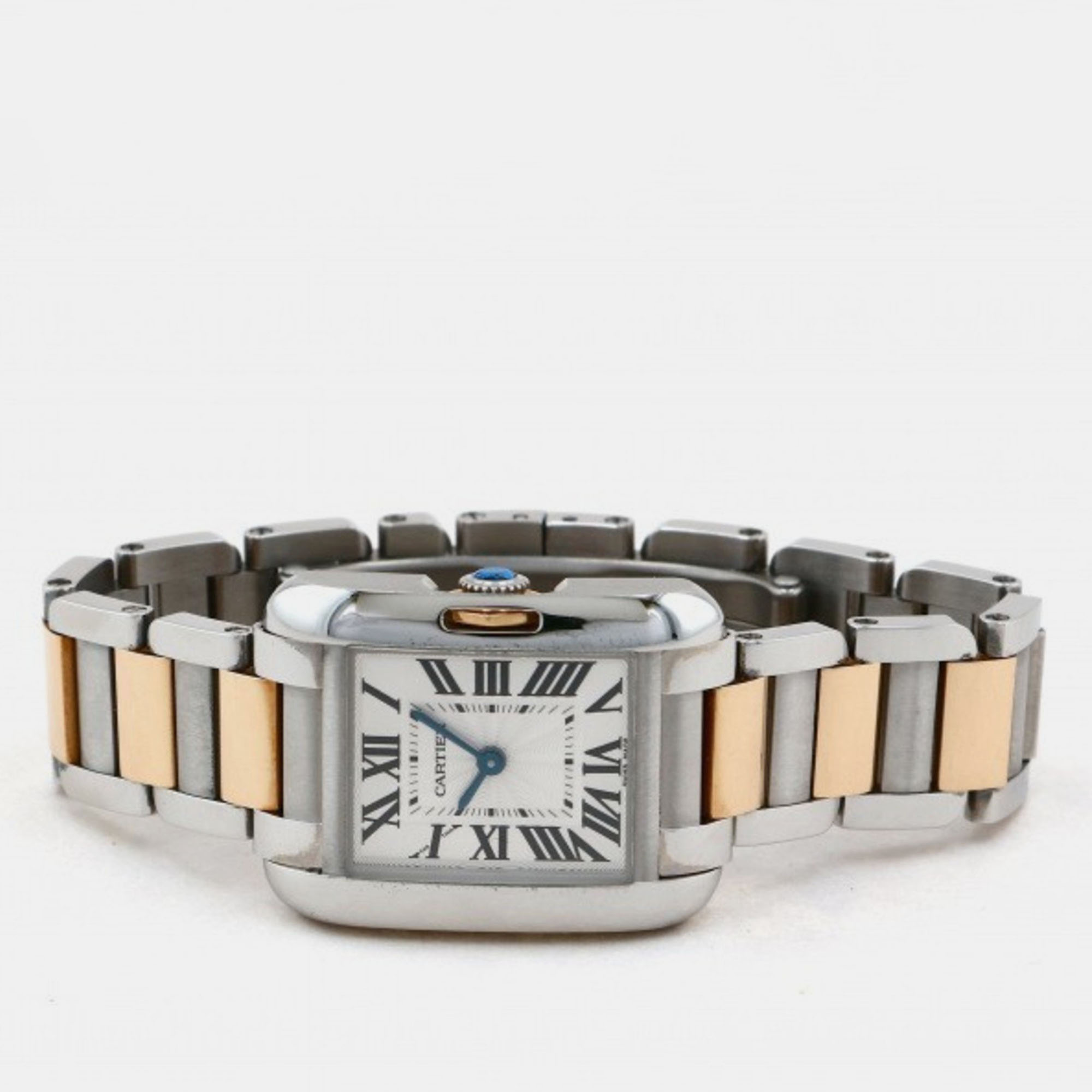 

Cartier White 18k Rose Gold And Stainless Steel Tank Anglaise W5310036 Quartz Women's Wristwatch 23 mm