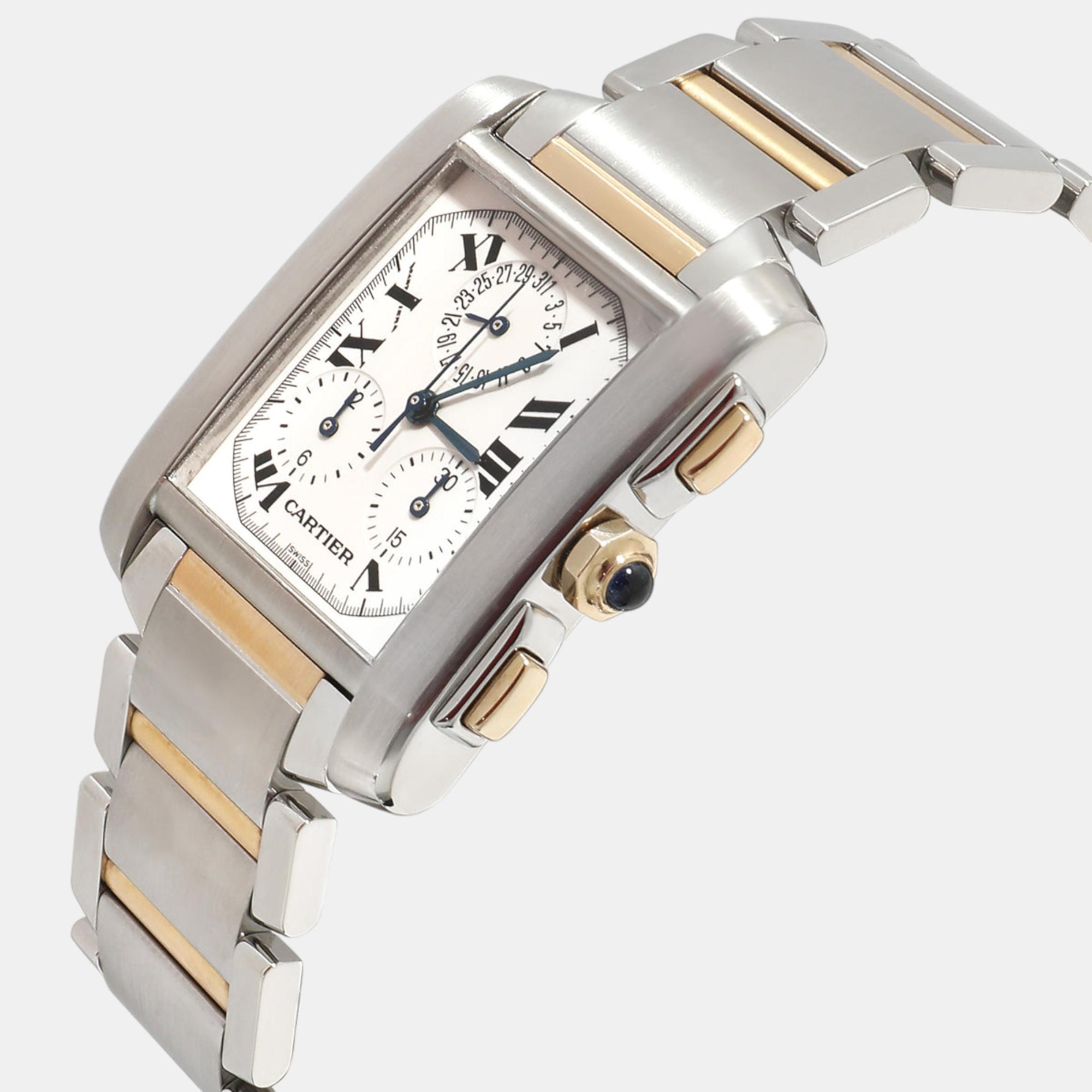 

Cartier Silver 18k Yellow Gold And Stainless Steel Tank Francaise W51004Q4 Quartz Women's Wristwatch 28 mm