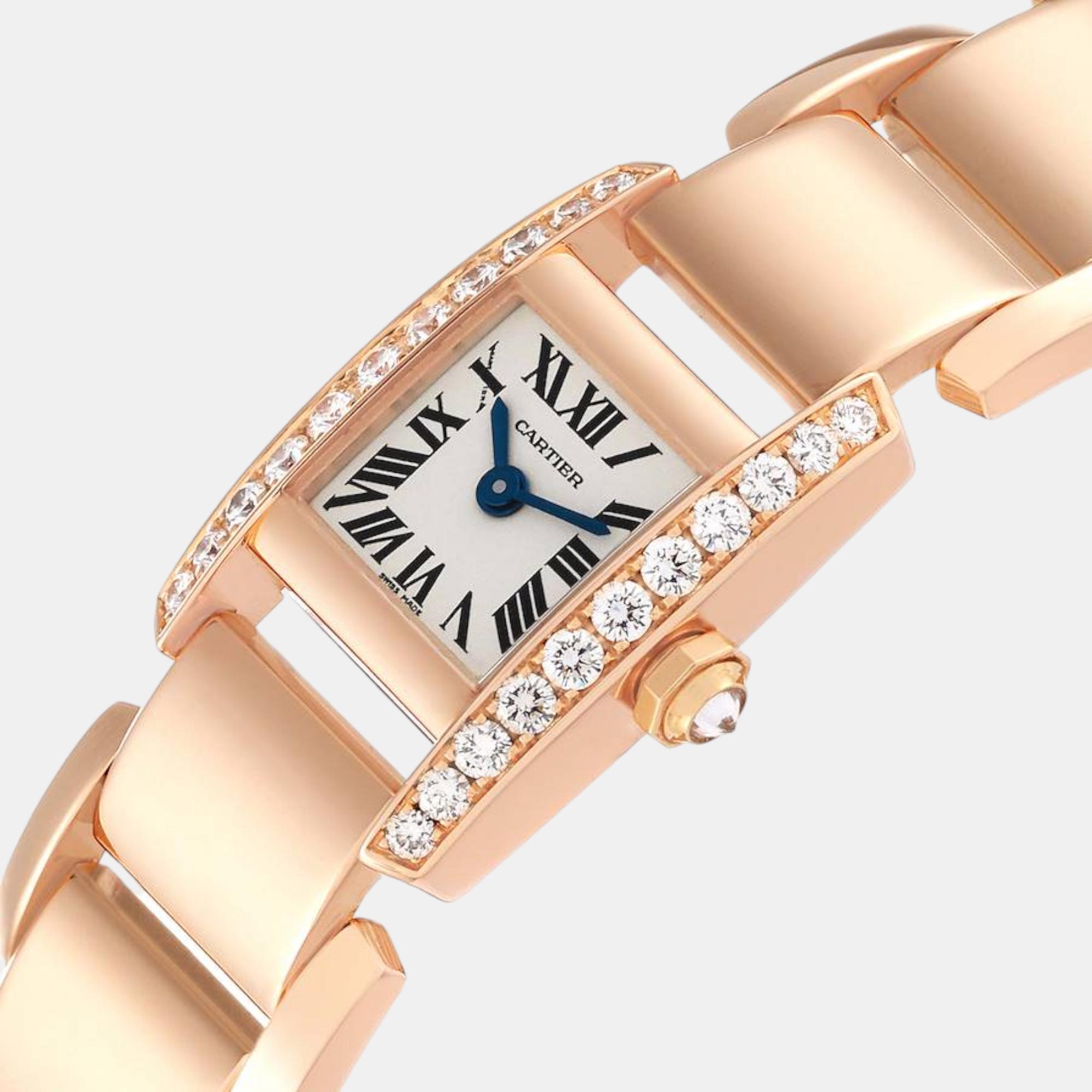 

Cartier Tankissime Silver Dial Rose Gold Diamond Ladies Watch WE70058H