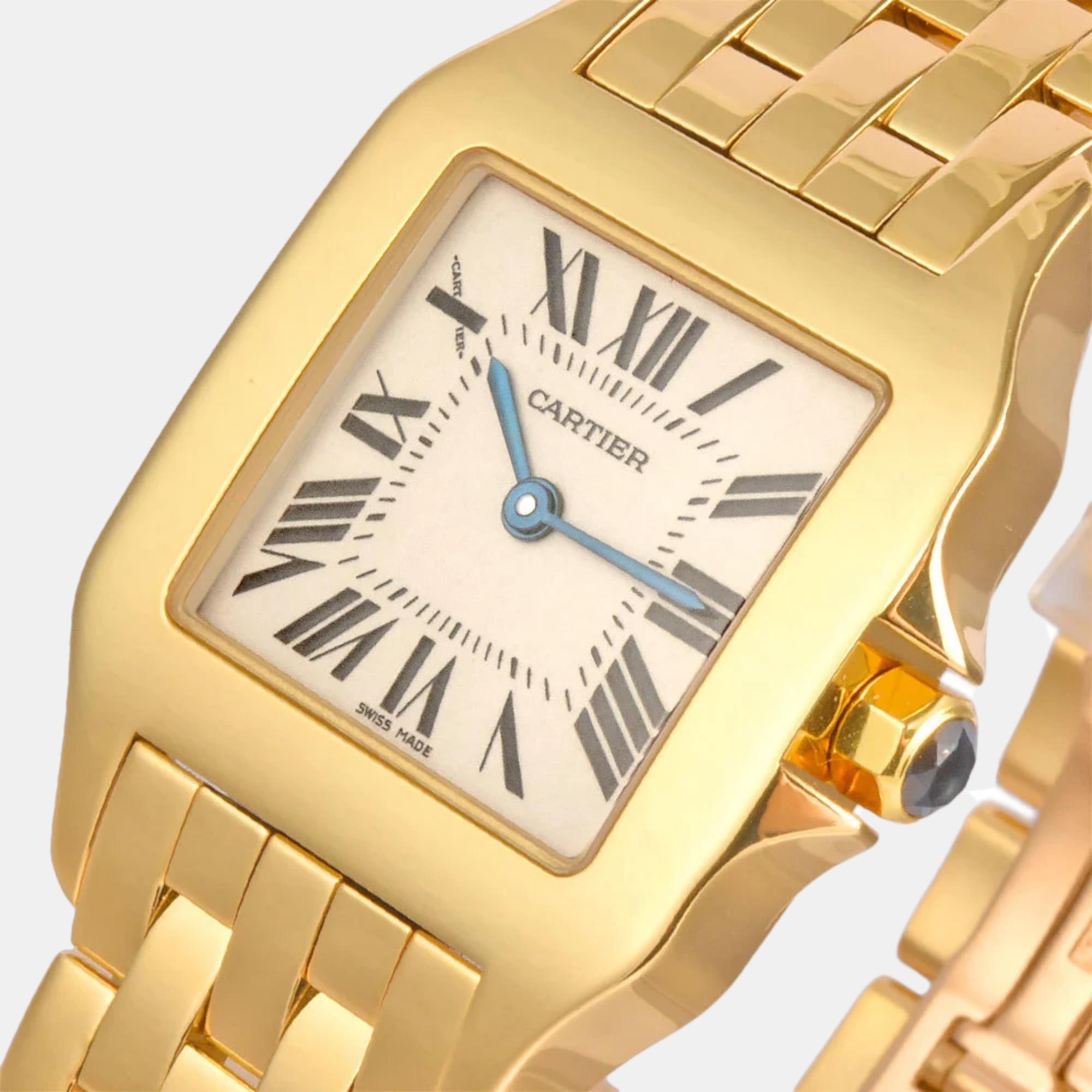 

Cartier Silver 18k Yellow Gold Santos Demoiselle W25062X9 Quartz Women's Wristwatch 26 mm