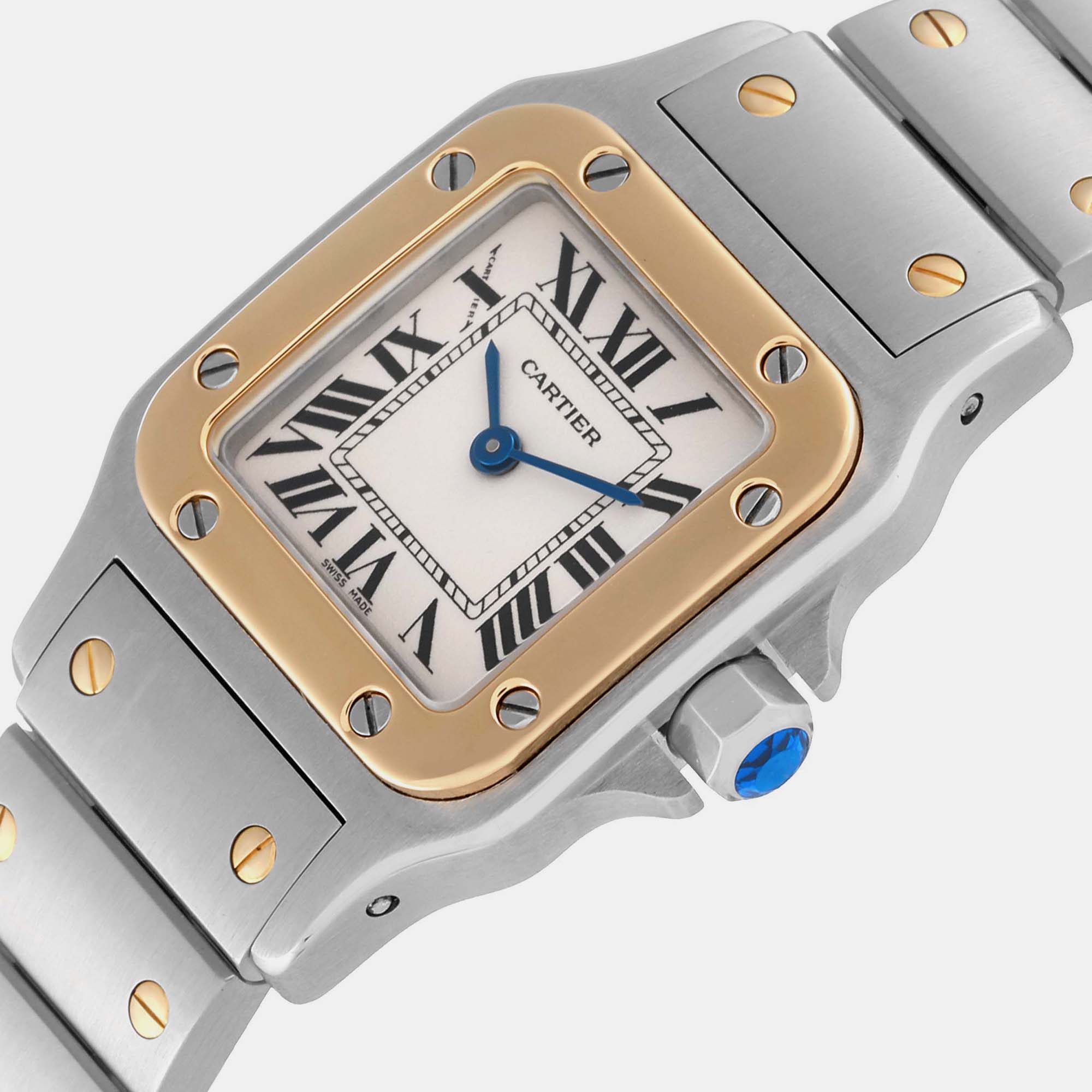 

Cartier Santos Galbee Small Steel Yellow Gold Ladies Watch W20012C4 24 x 34.7 mm, Silver