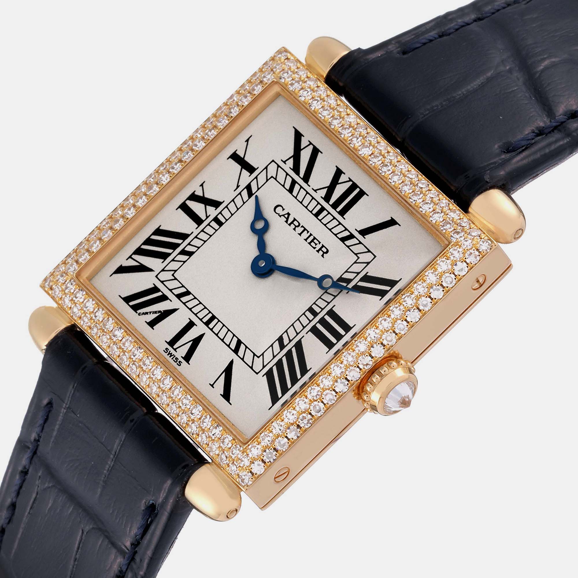 

Cartier Tank Obus Prevee Collection Yellow Gold Diamond Ladies Watch WB800251, Silver