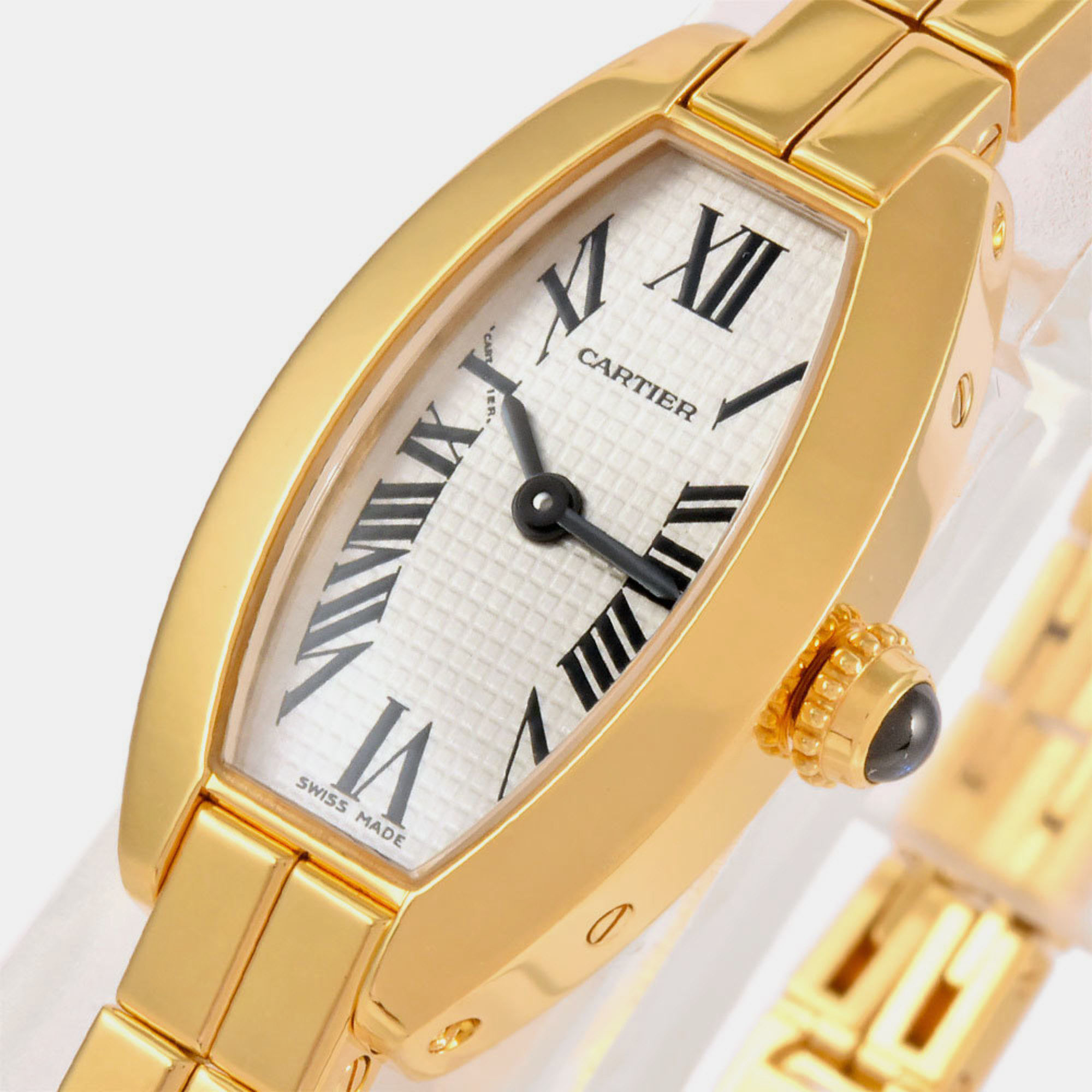 

Cartier Silver 18k Yellow Gold Lanieres 2563 Quartz Women's Wristwatch 16 mm