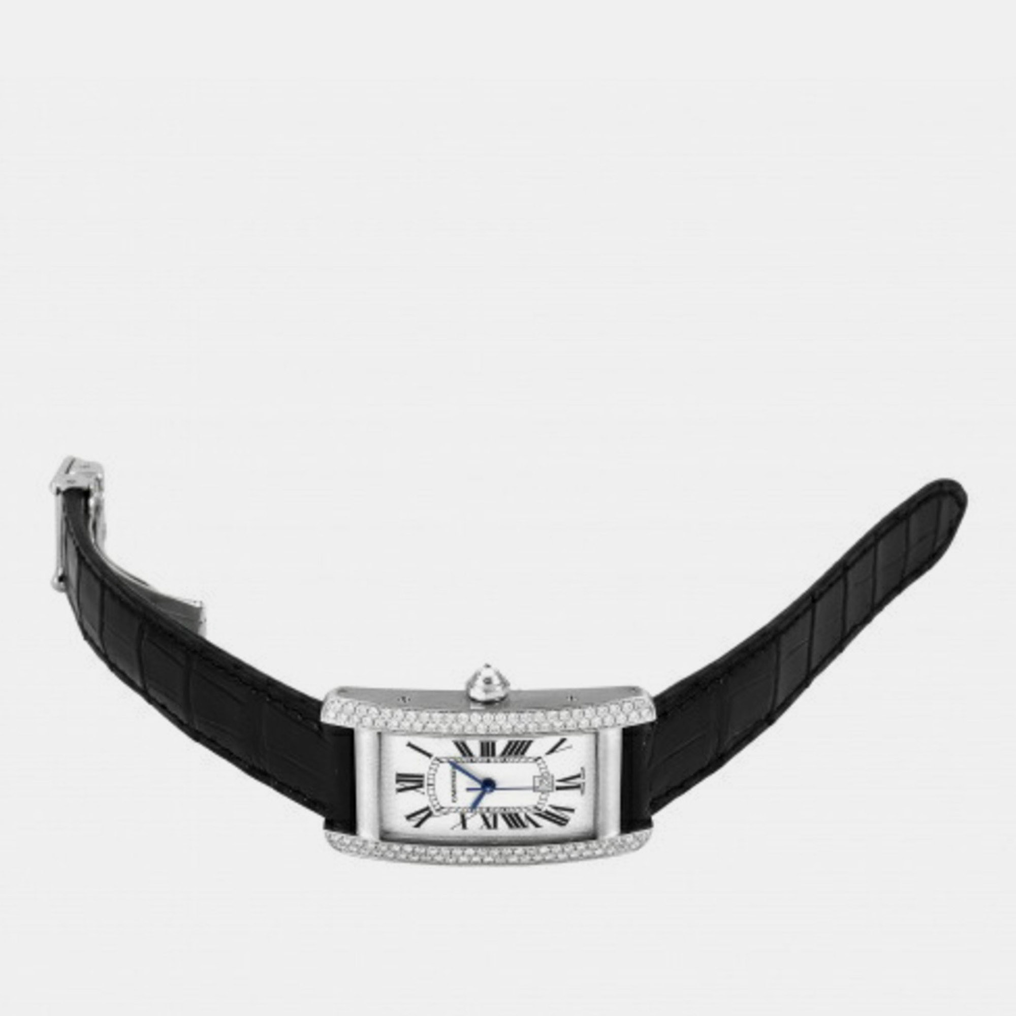 

Cartier Silver Diamond 18k White Gold Tank Americaine WB702651 Quartz Women's Wristwatch 19 mm