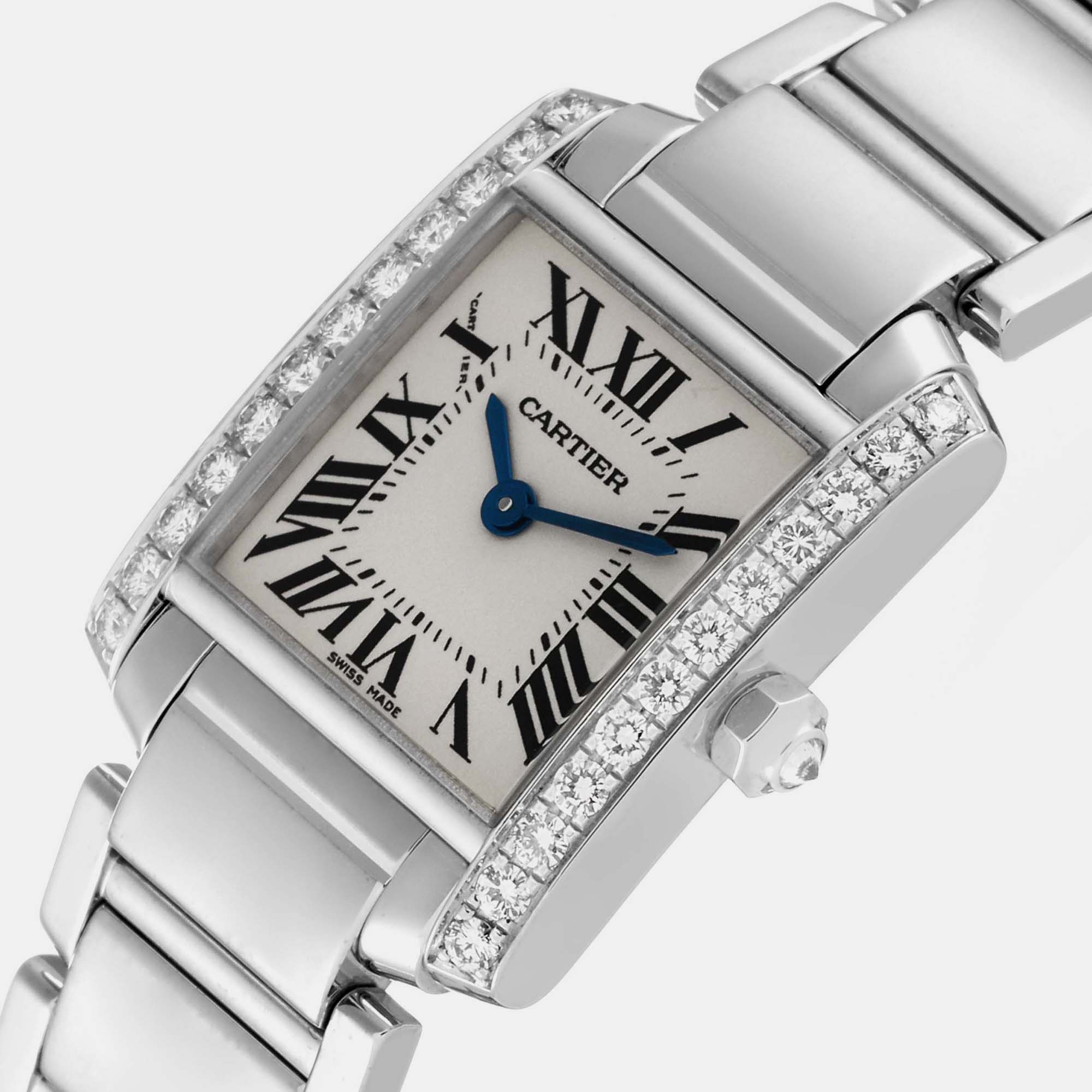 

Cartier Tank Francaise White Gold Diamond Ladies Watch WE1002S3 20.0 x 25.0 mm, Silver