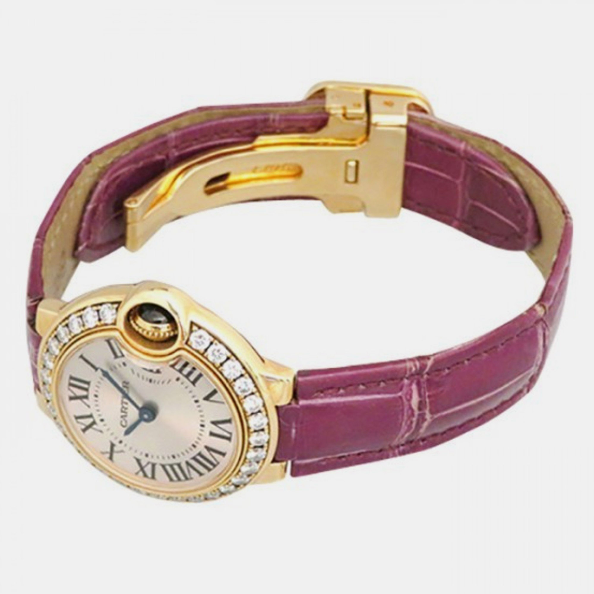 

Cartier Silver Diamond 18k Rose Gold Ballon Bleu WE900251 Quartz Women's Wristwatch 28 mm