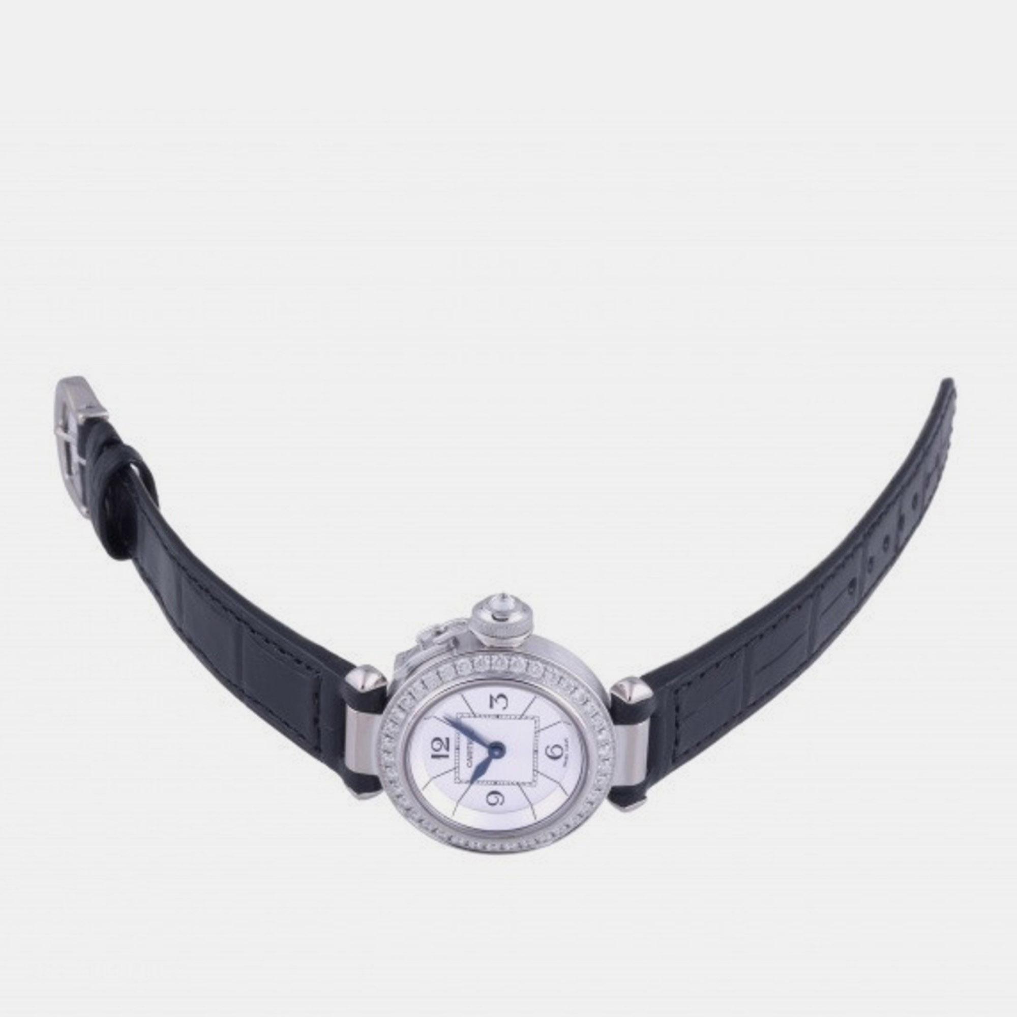 

Cartier Silver Diamond 18k White Gold Miss Pasha WJ124027 Quartz Women's Wristwatch 27 mm
