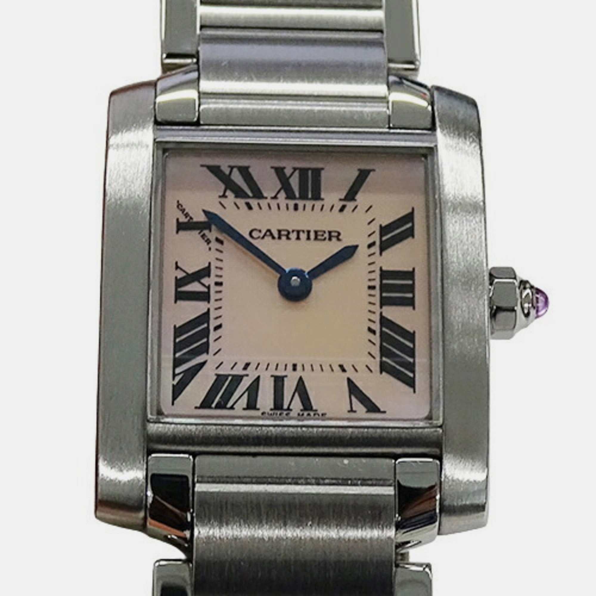 Cartier Tank Francaise Pink MOP Steel Ladies Watch W51028Q3 Box Papers